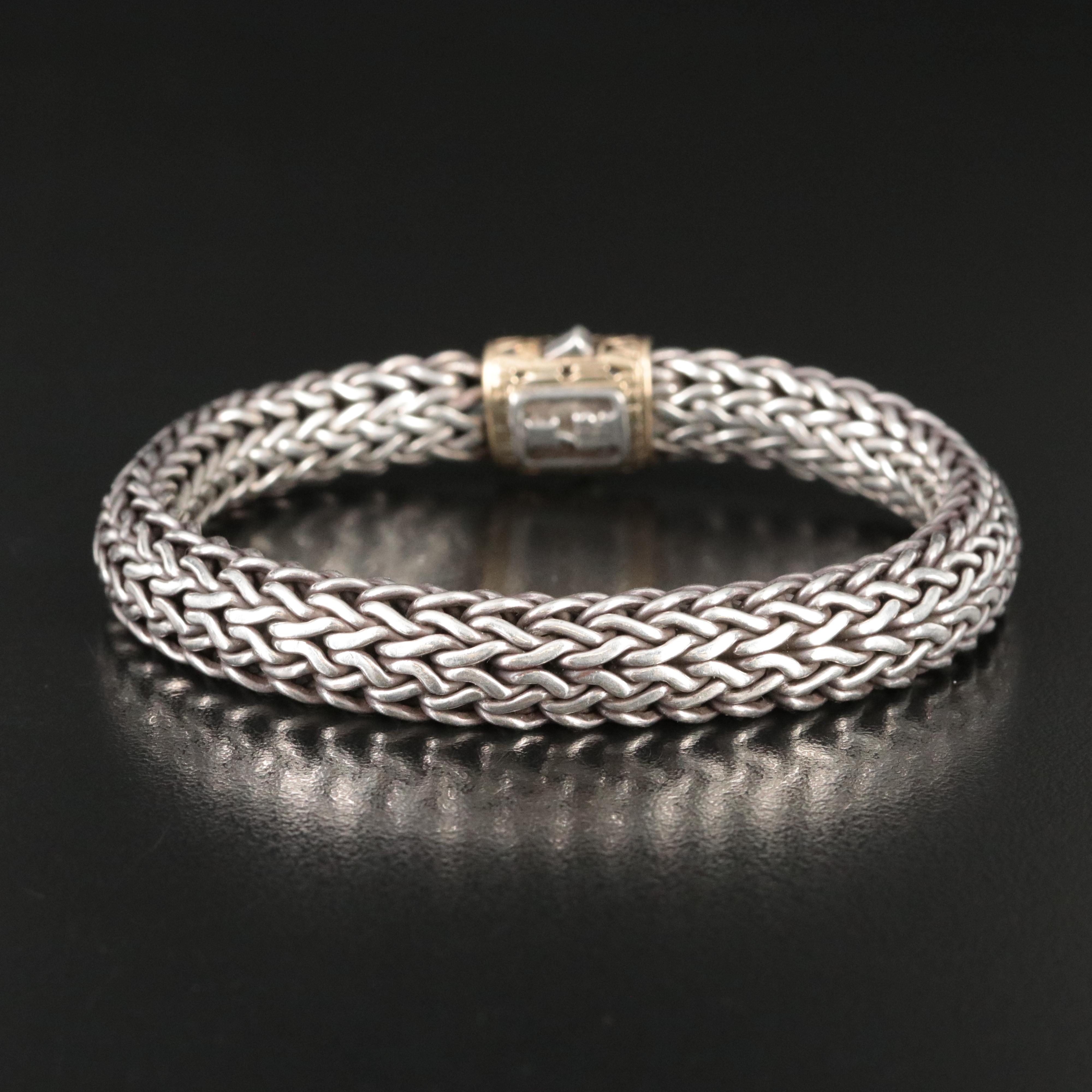 John Hardy Classic Chain Sterling Bracelet with 18K Clasp