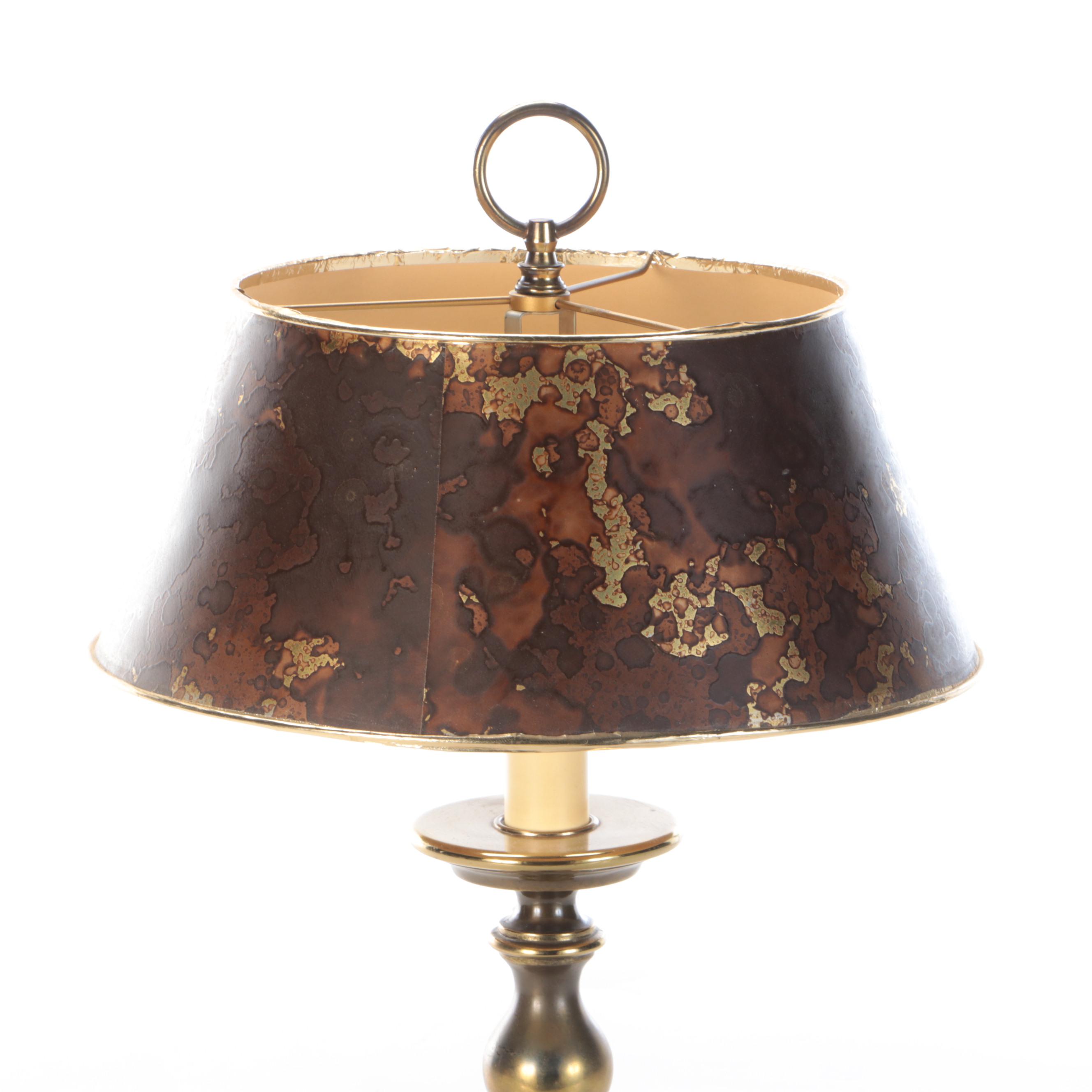 Spun Metal Candlestick Table Lamp With Paper Shade