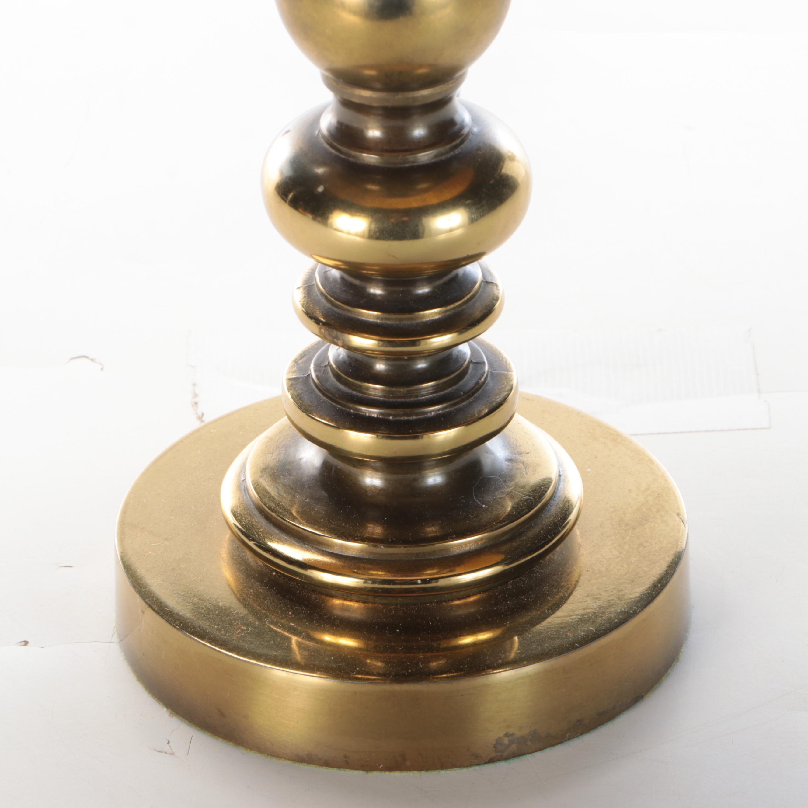 Spun Metal Candlestick Table Lamp With Paper Shade