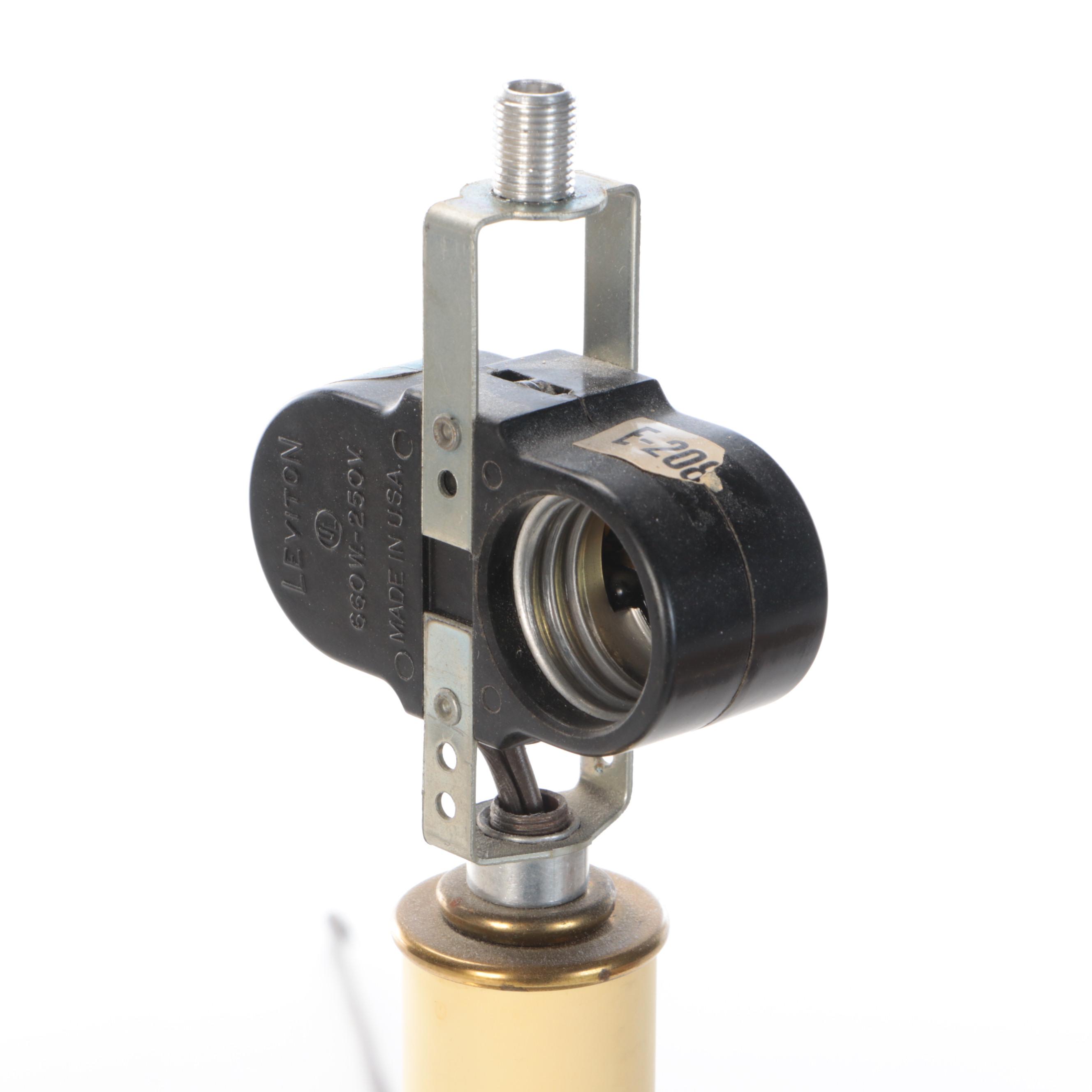 Spun Metal Candlestick Table Lamp With Paper Shade