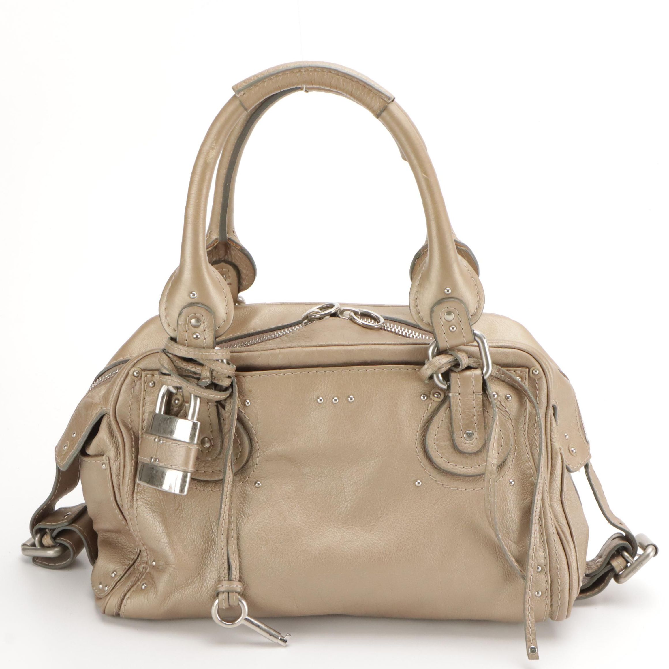 Chloé Paddington Argent Metallic Leather Shoulder Bag