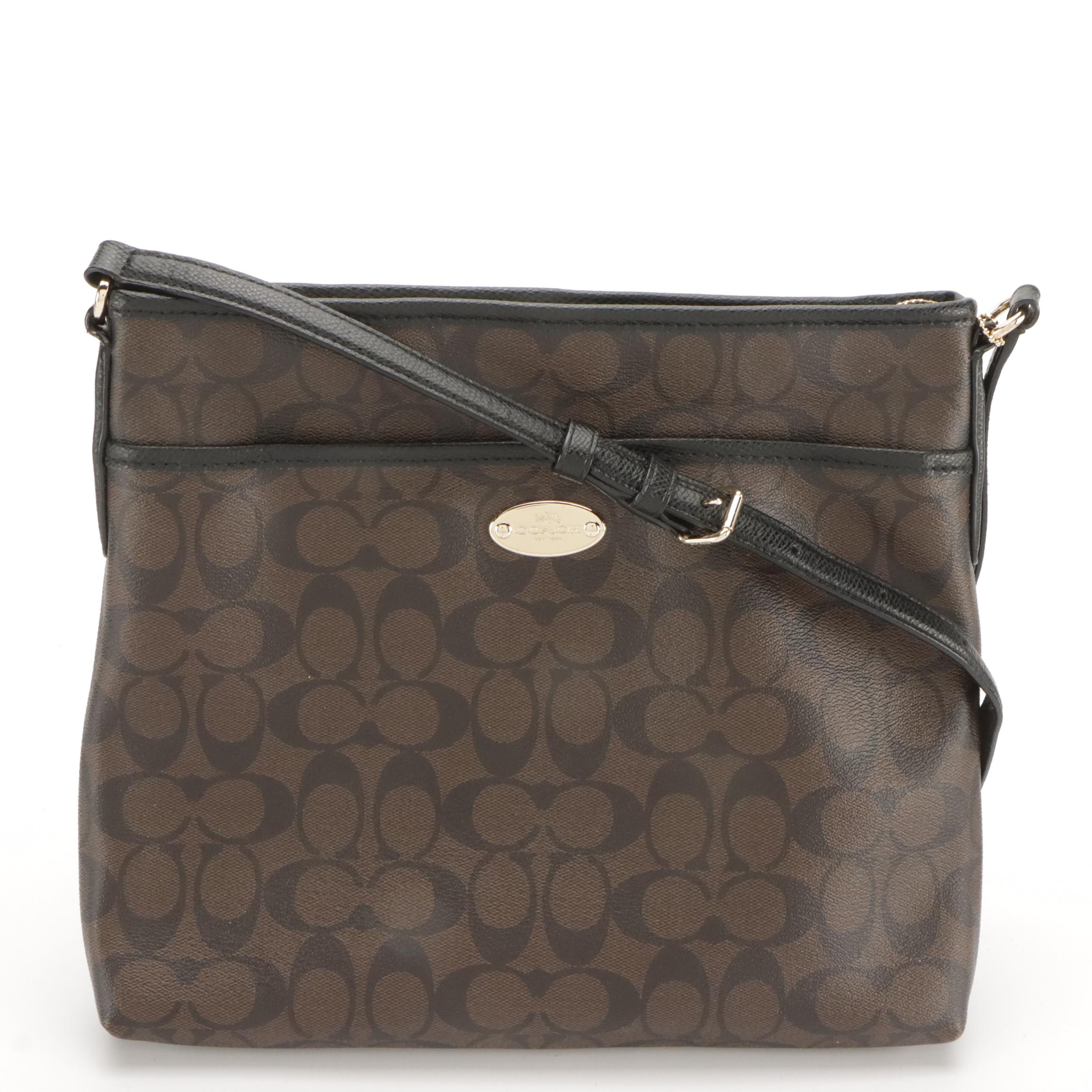 Coach Signature File Bag, Black Leather East West Pop Crossbody, Park Violet Bag