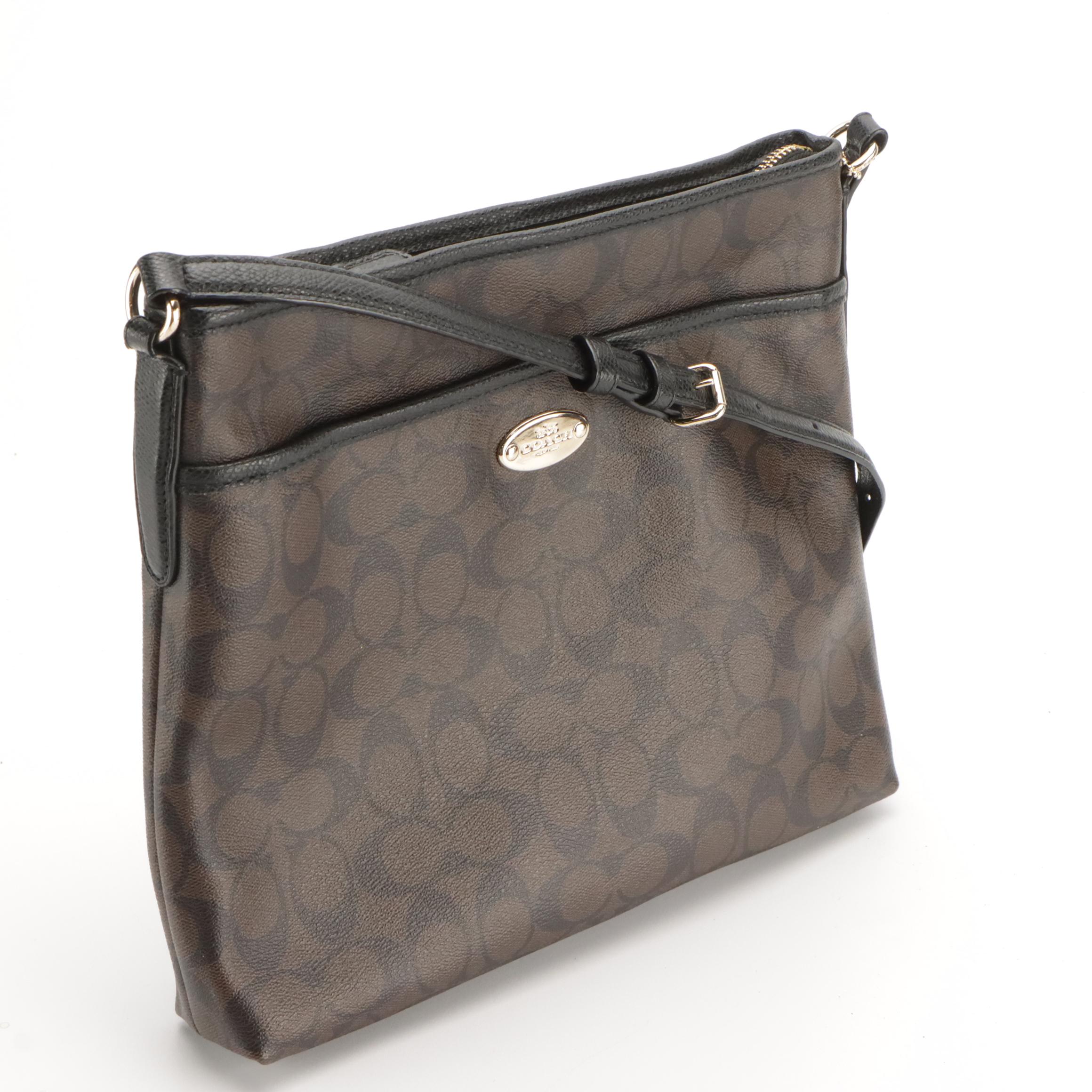 Coach Signature File Bag, Black Leather East West Pop Crossbody, Park Violet Bag