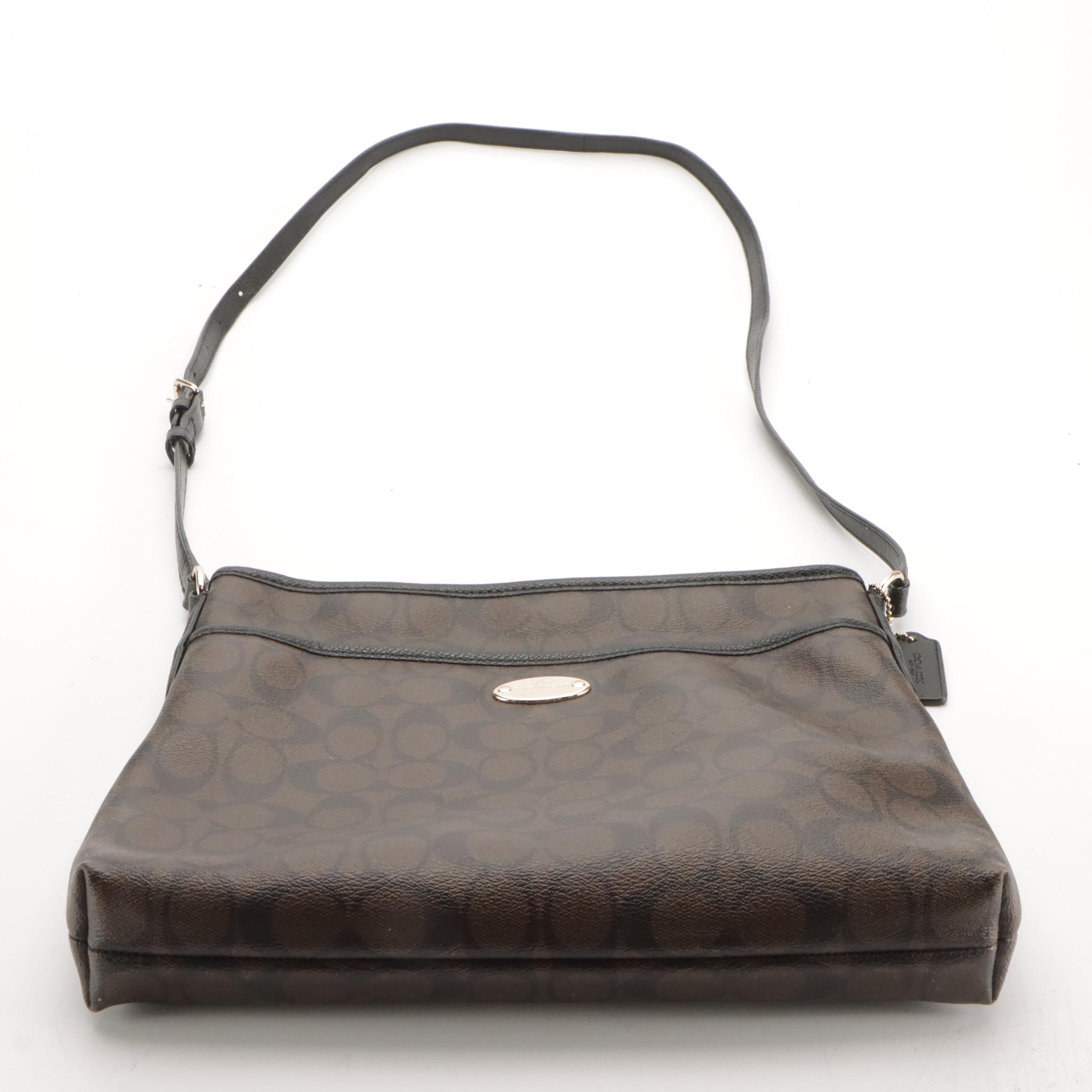 Coach Signature File Bag, Black Leather East West Pop Crossbody, Park Violet Bag