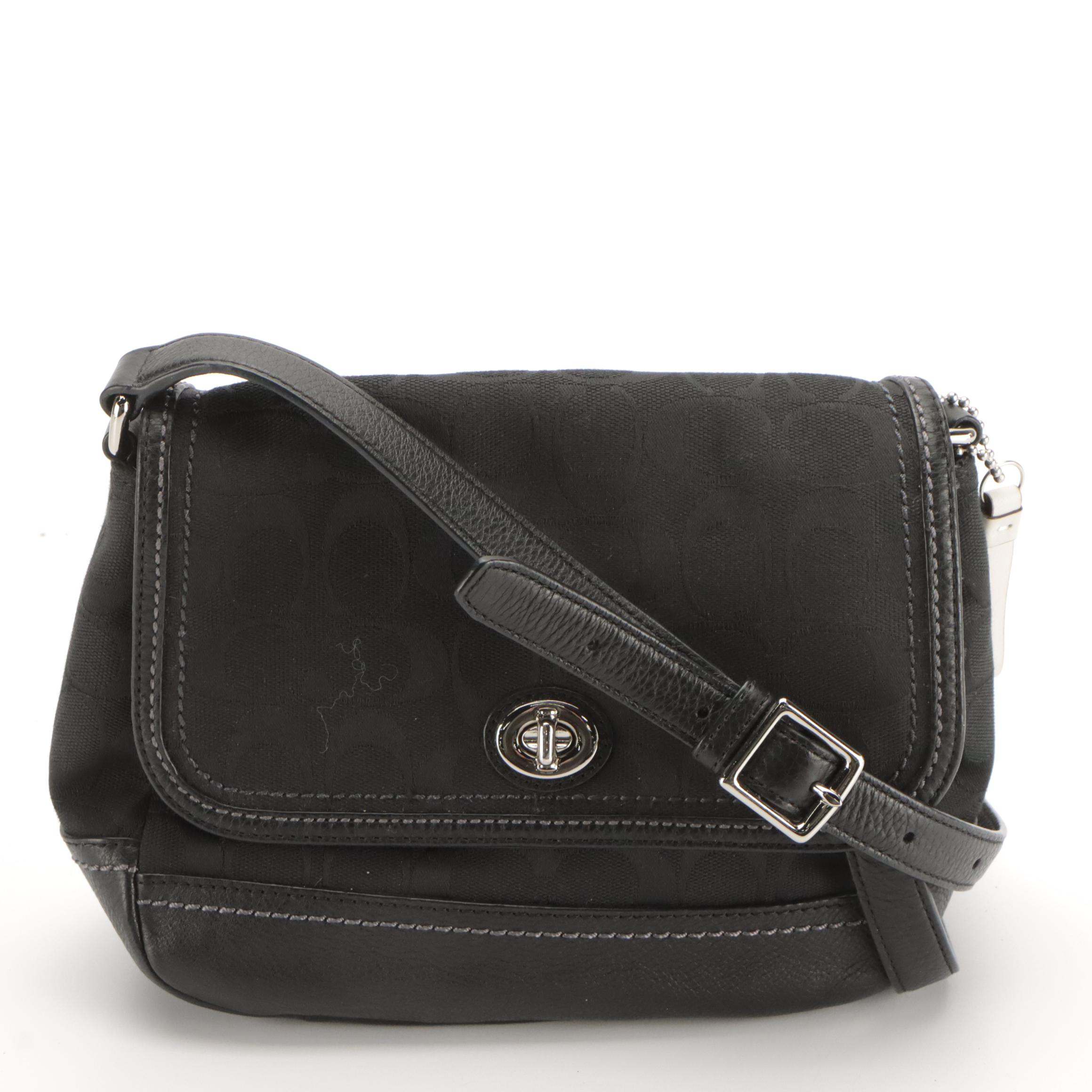 Coach Signature File Bag, Black Leather East West Pop Crossbody, Park Violet Bag