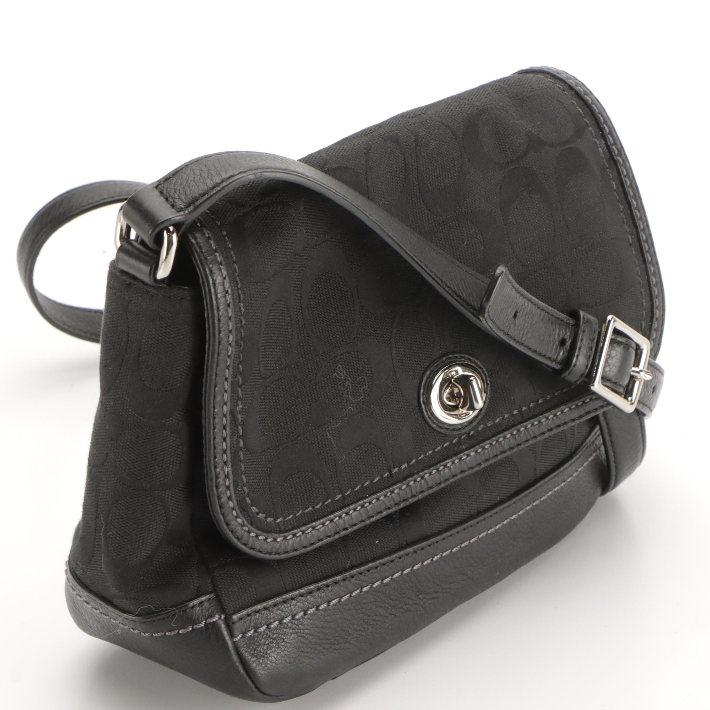 Coach Signature File Bag, Black Leather East West Pop Crossbody, Park Violet Bag