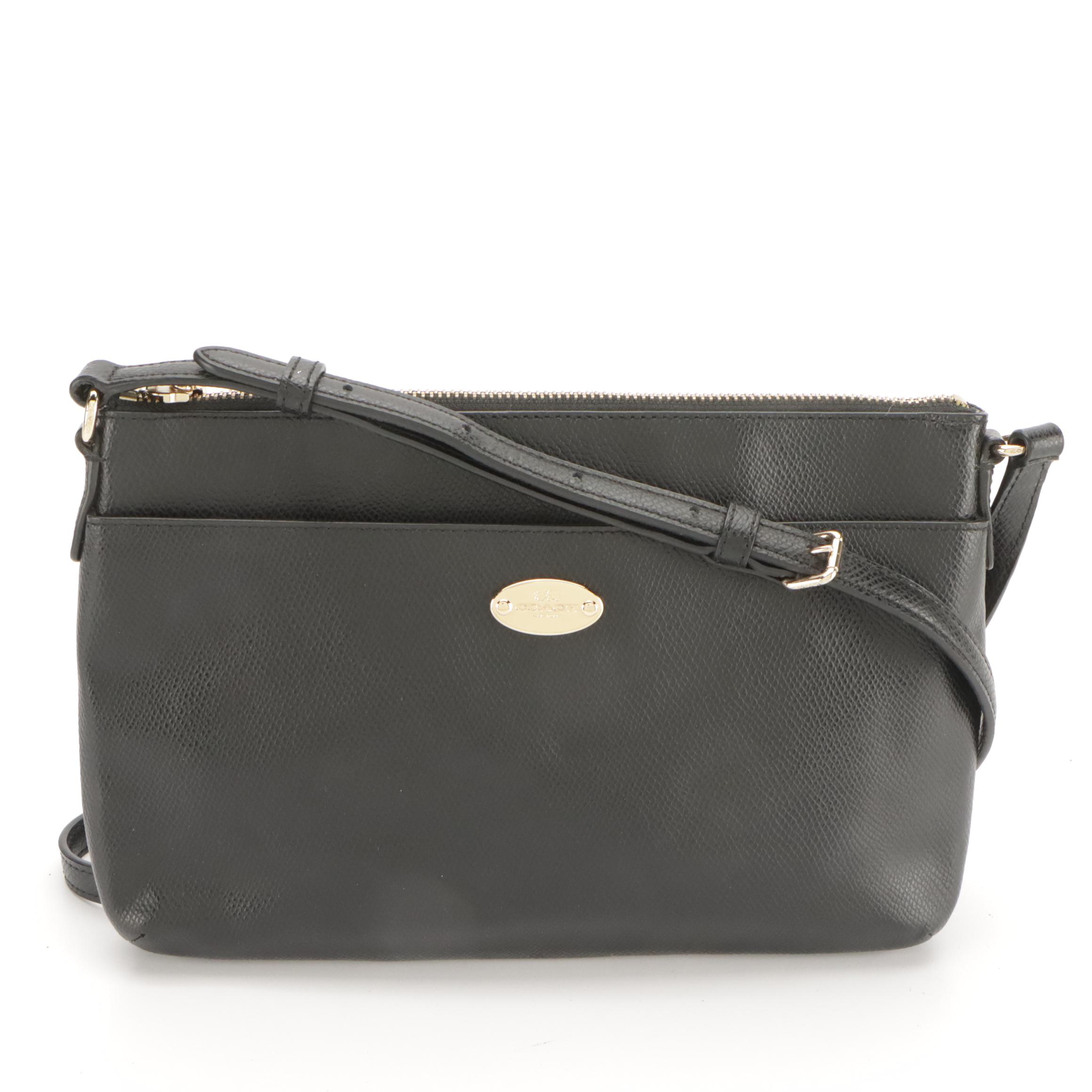 Coach Signature File Bag, Black Leather East West Pop Crossbody, Park Violet Bag