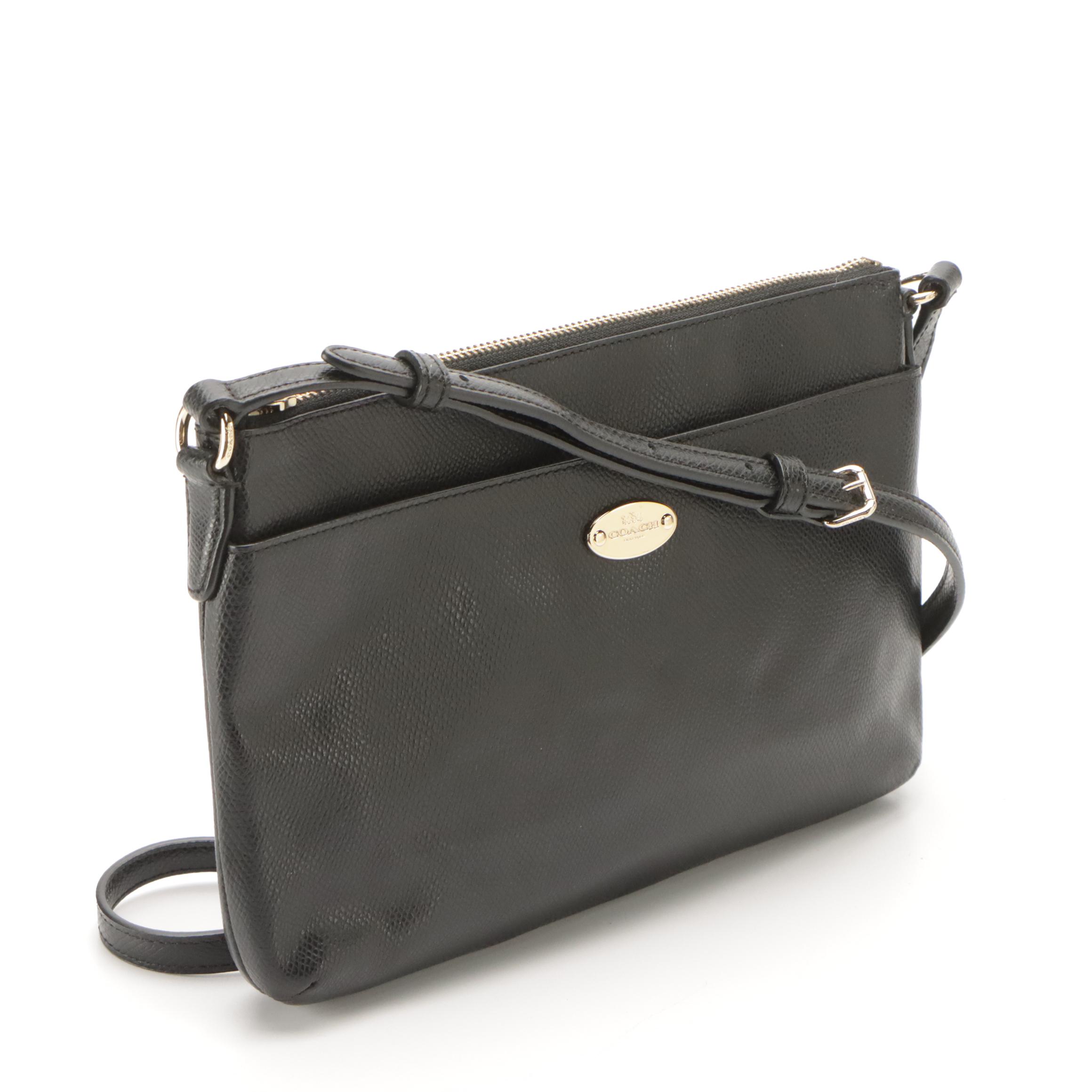 Coach Signature File Bag, Black Leather East West Pop Crossbody, Park Violet Bag
