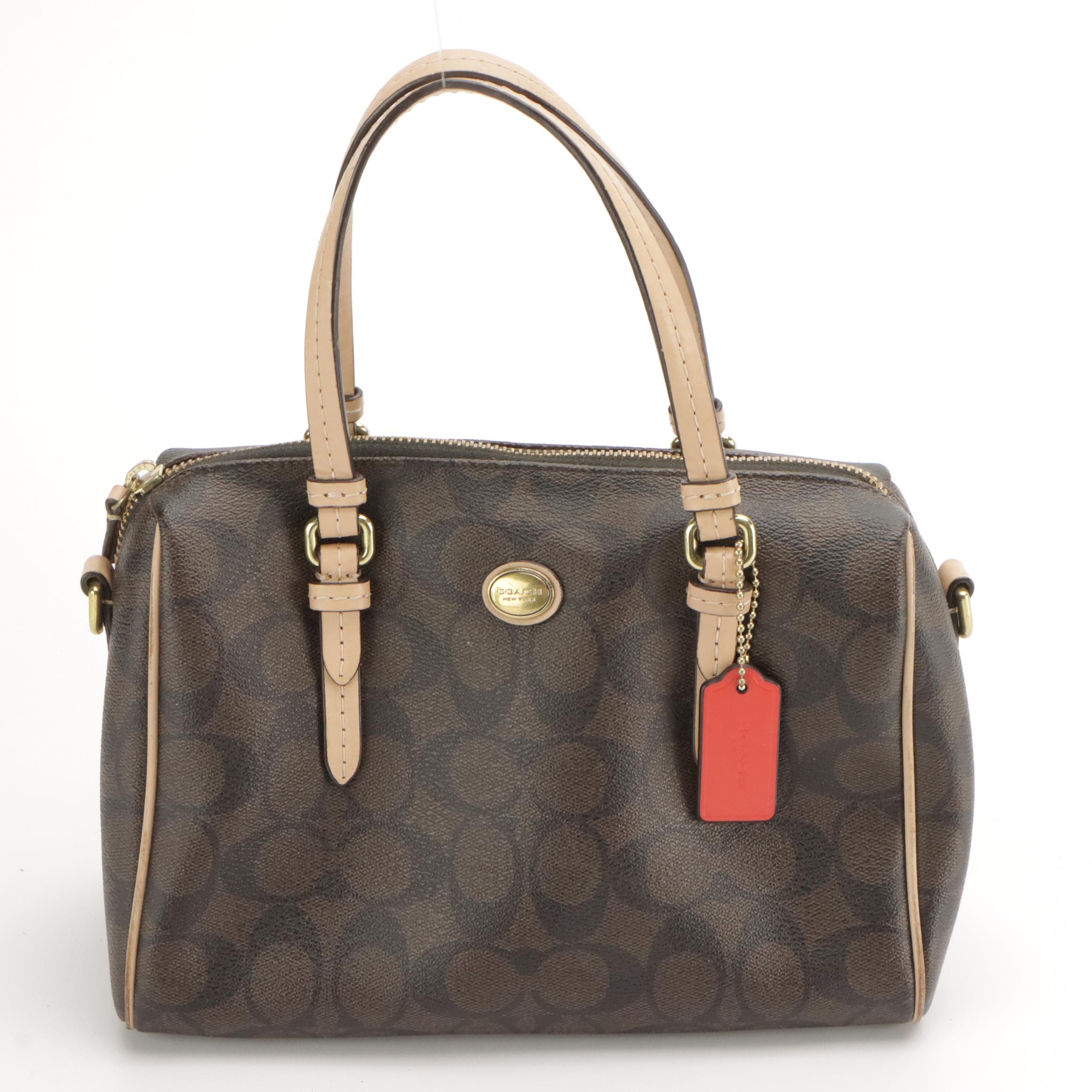 Coach Signature Mini Boston Bag, Burgundy Leather Edie Bag & Chalk Mini Carryall