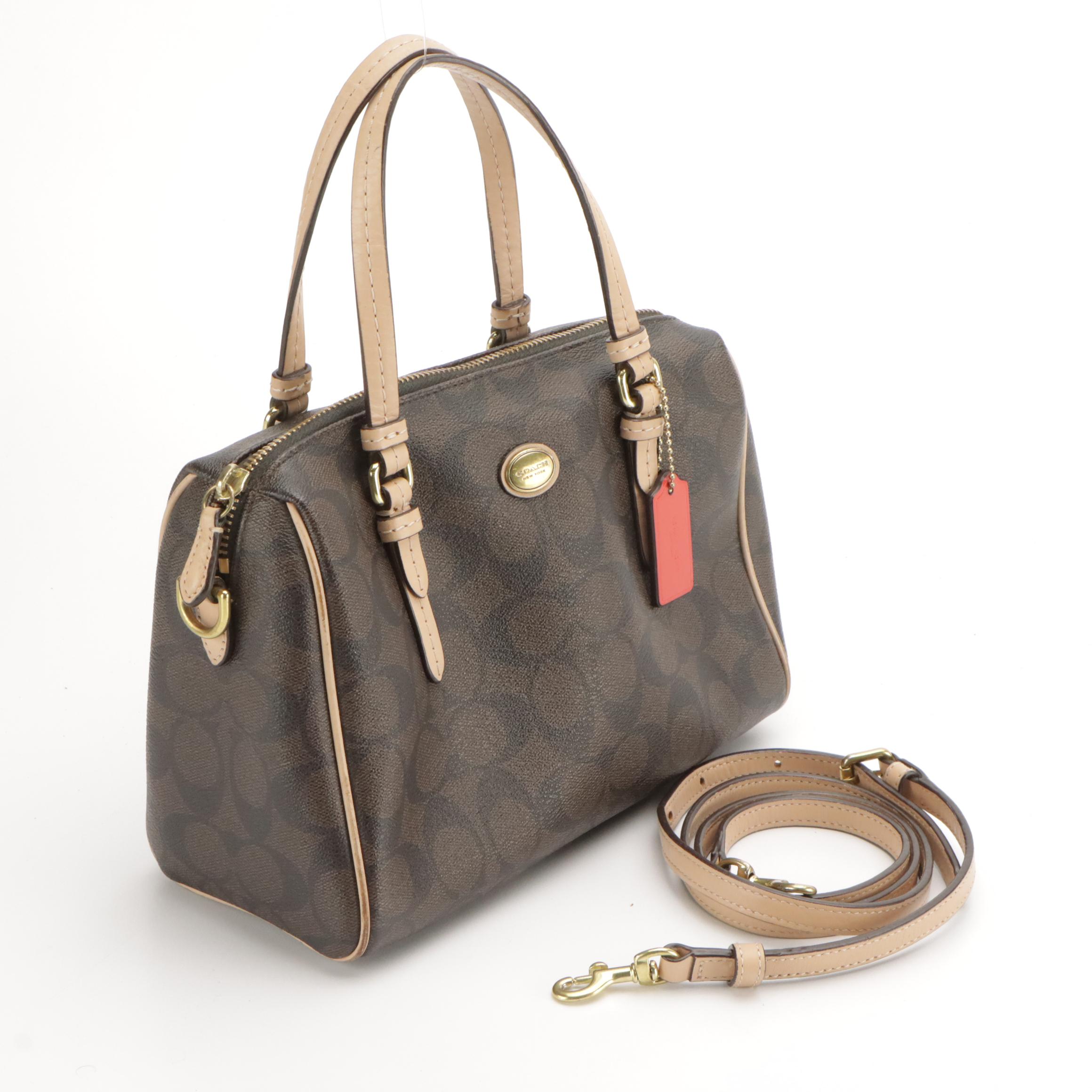 Coach Signature Mini Boston Bag, Burgundy Leather Edie Bag & Chalk Mini Carryall