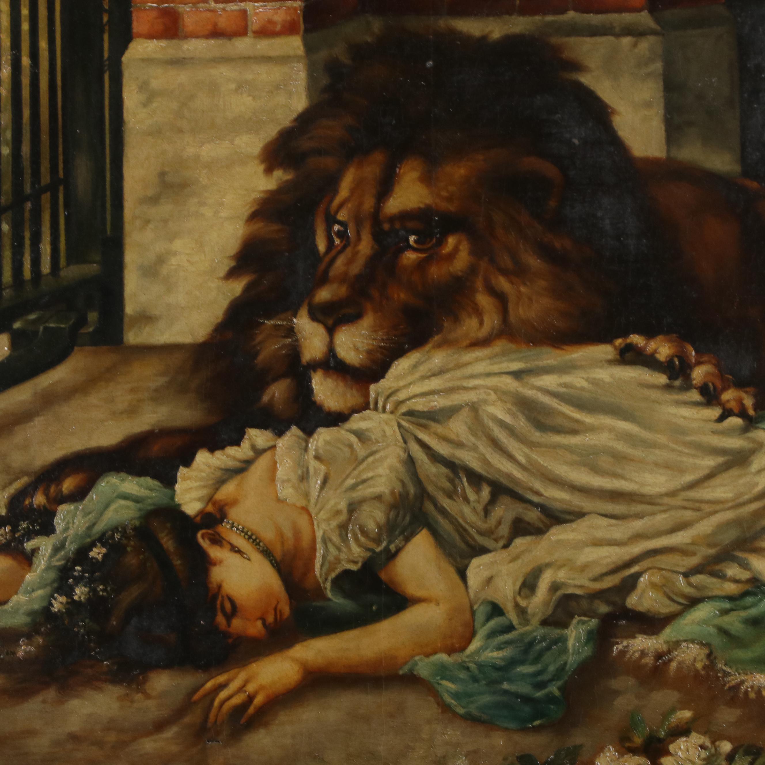 Oil Painting After Gabriel Cornelius Ritter von Max "The Lion's Bride," 1904