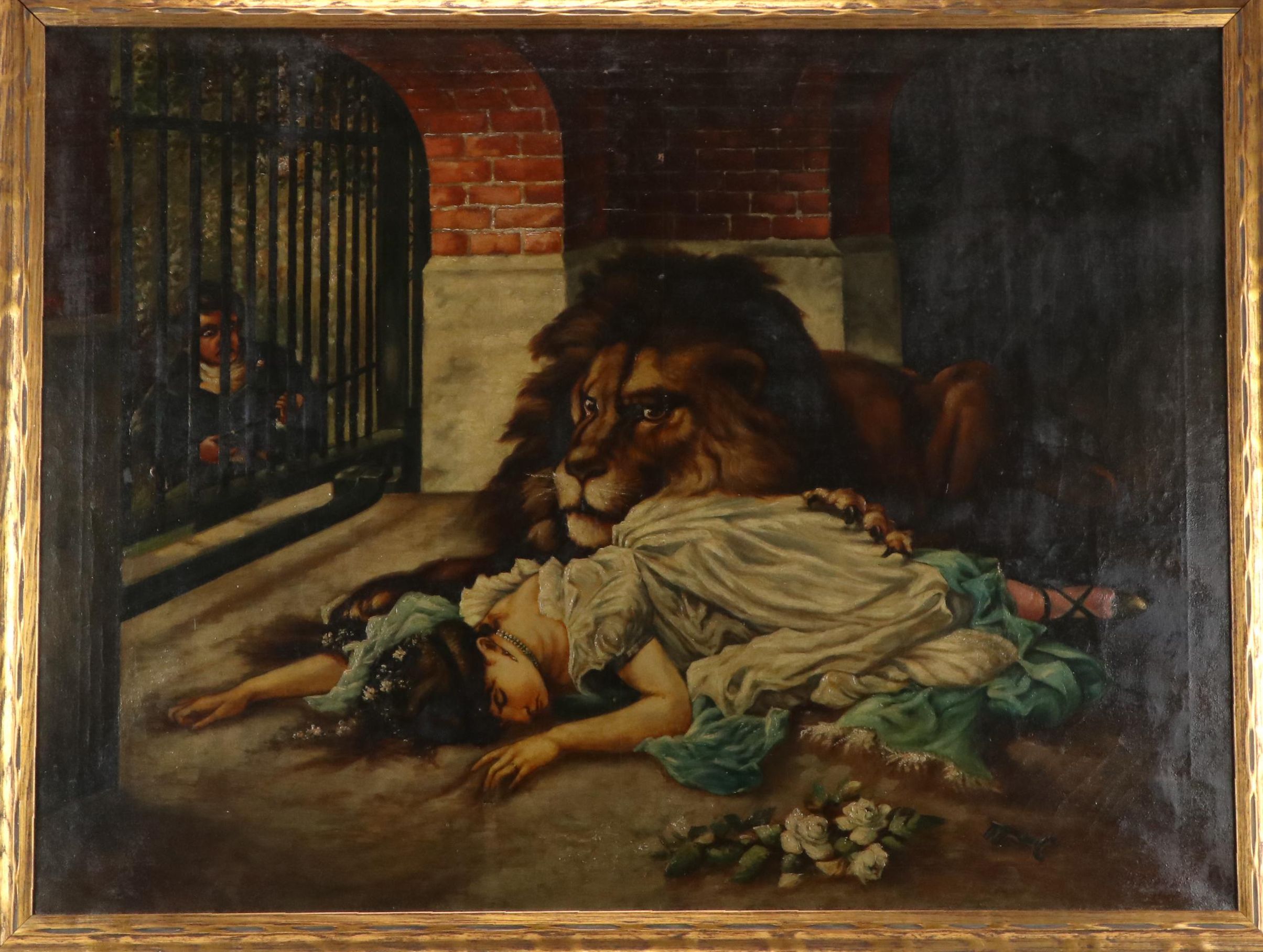 Oil Painting After Gabriel Cornelius Ritter von Max "The Lion's Bride," 1904