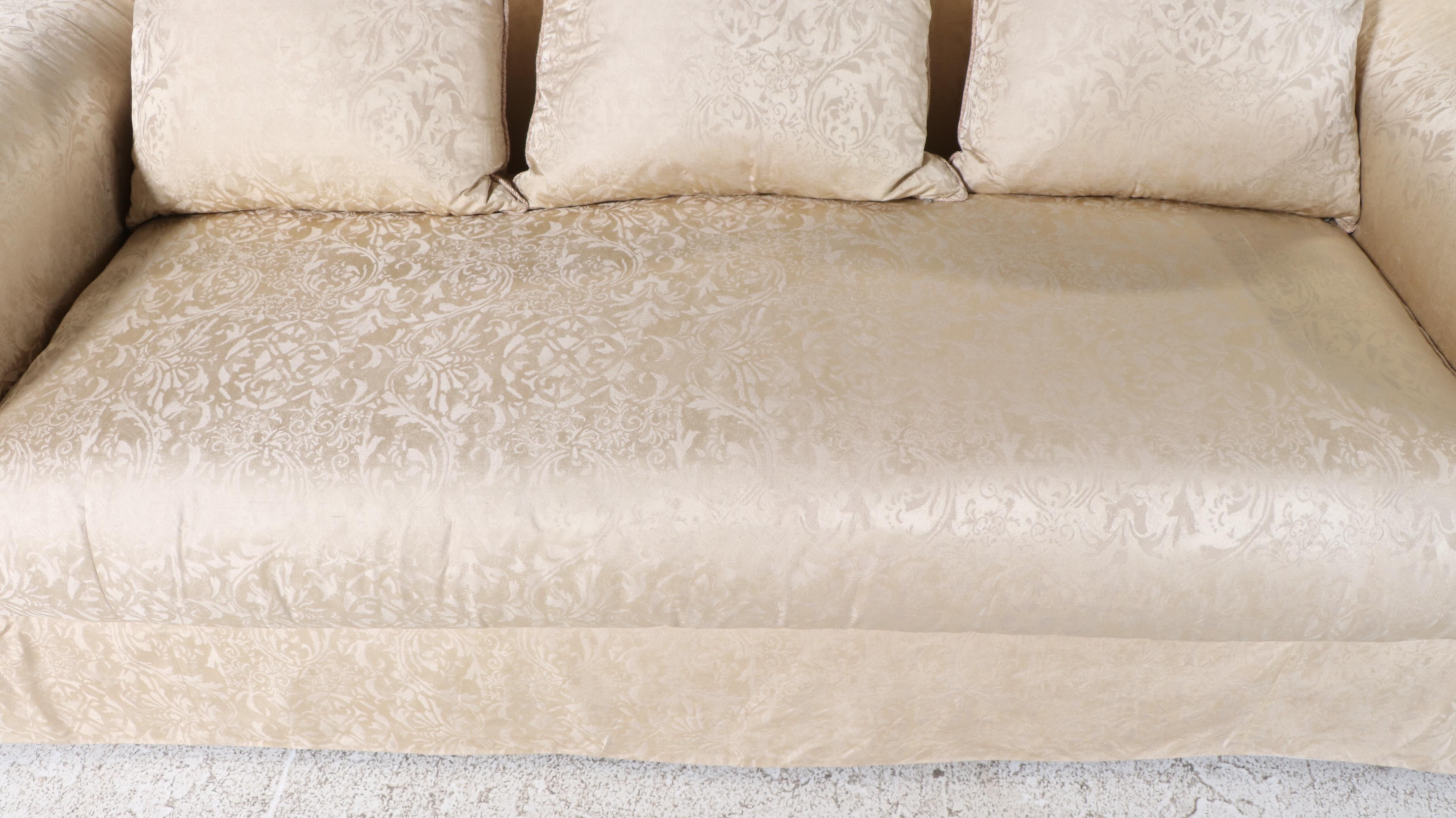 Marge Carson Inc. Scrolled Arm Overstuffed Sofa with Accent Pillows