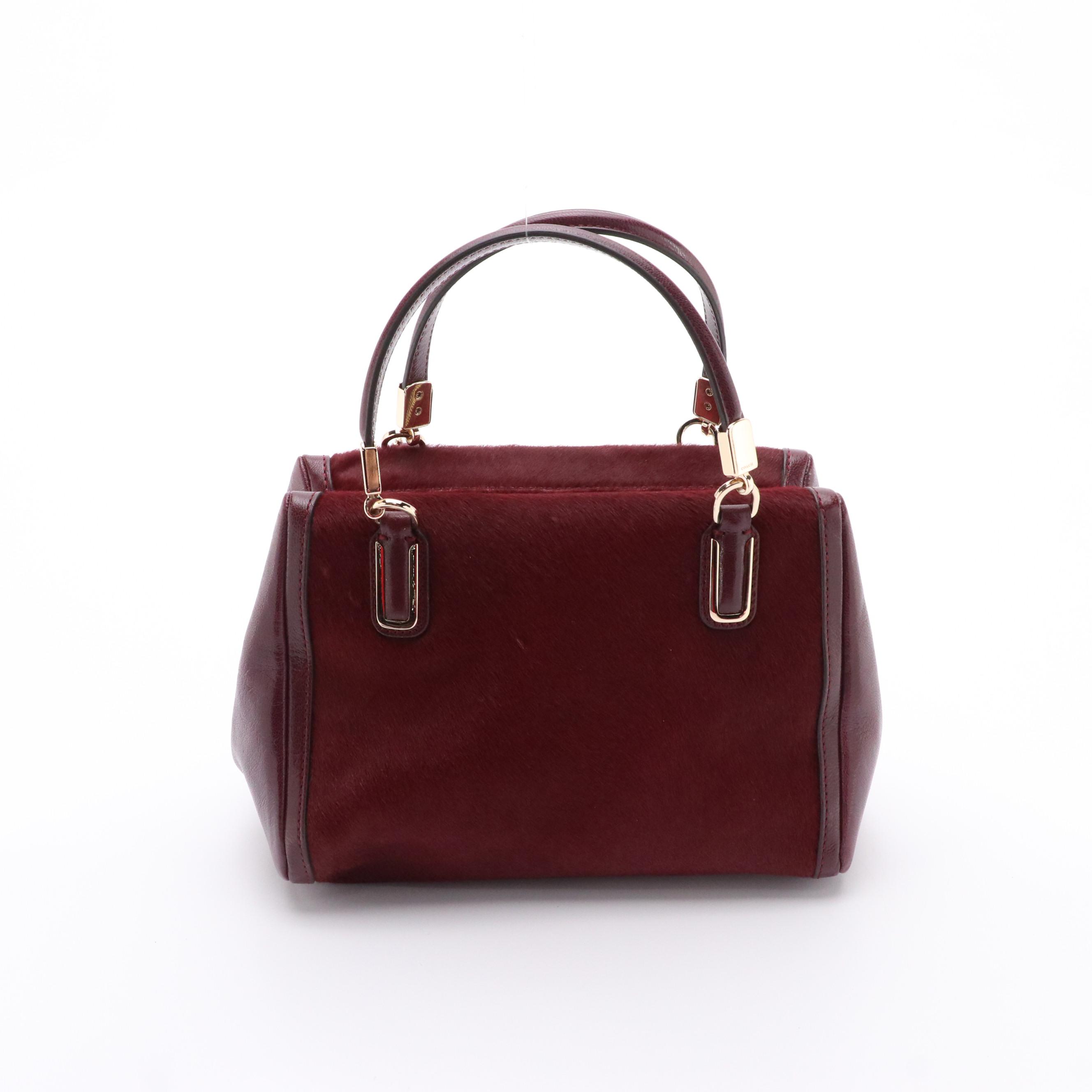 Coach Tartan Sequined Wristlet and Calf Hair and Leather Two-Way Bag