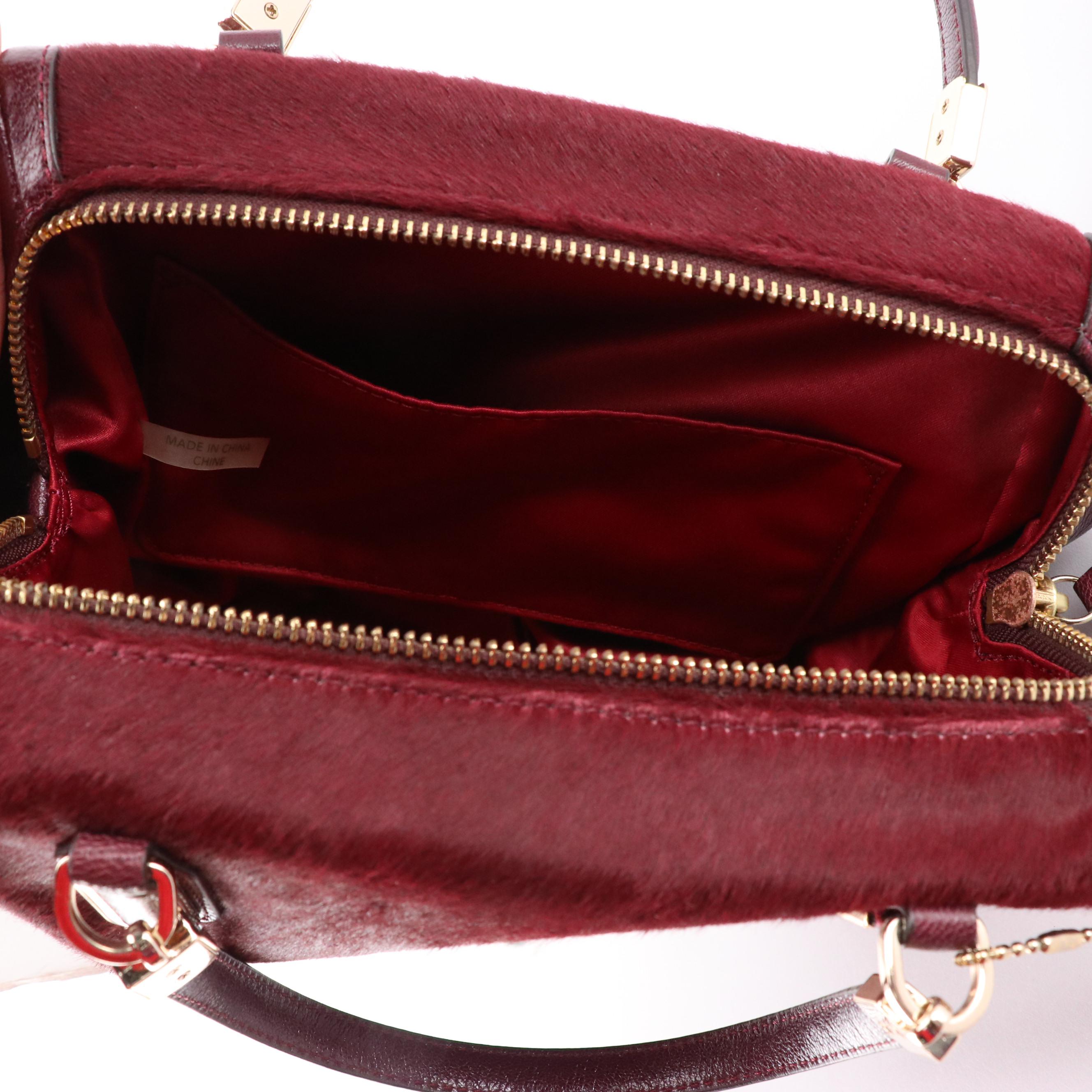 Coach Tartan Sequined Wristlet and Calf Hair and Leather Two-Way Bag