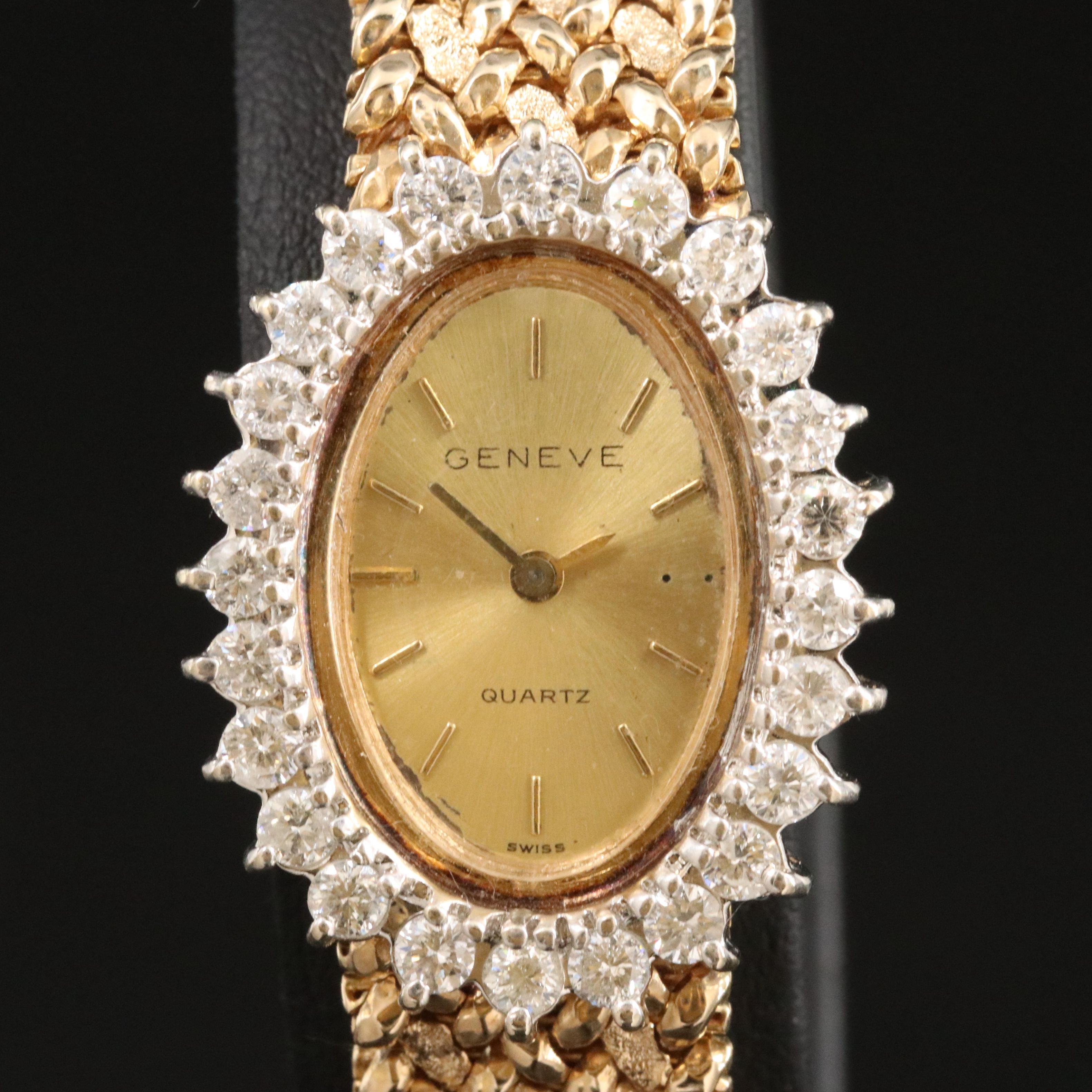 Geneve 14K Gold 1.70 CTW Diamond Quartz Watch