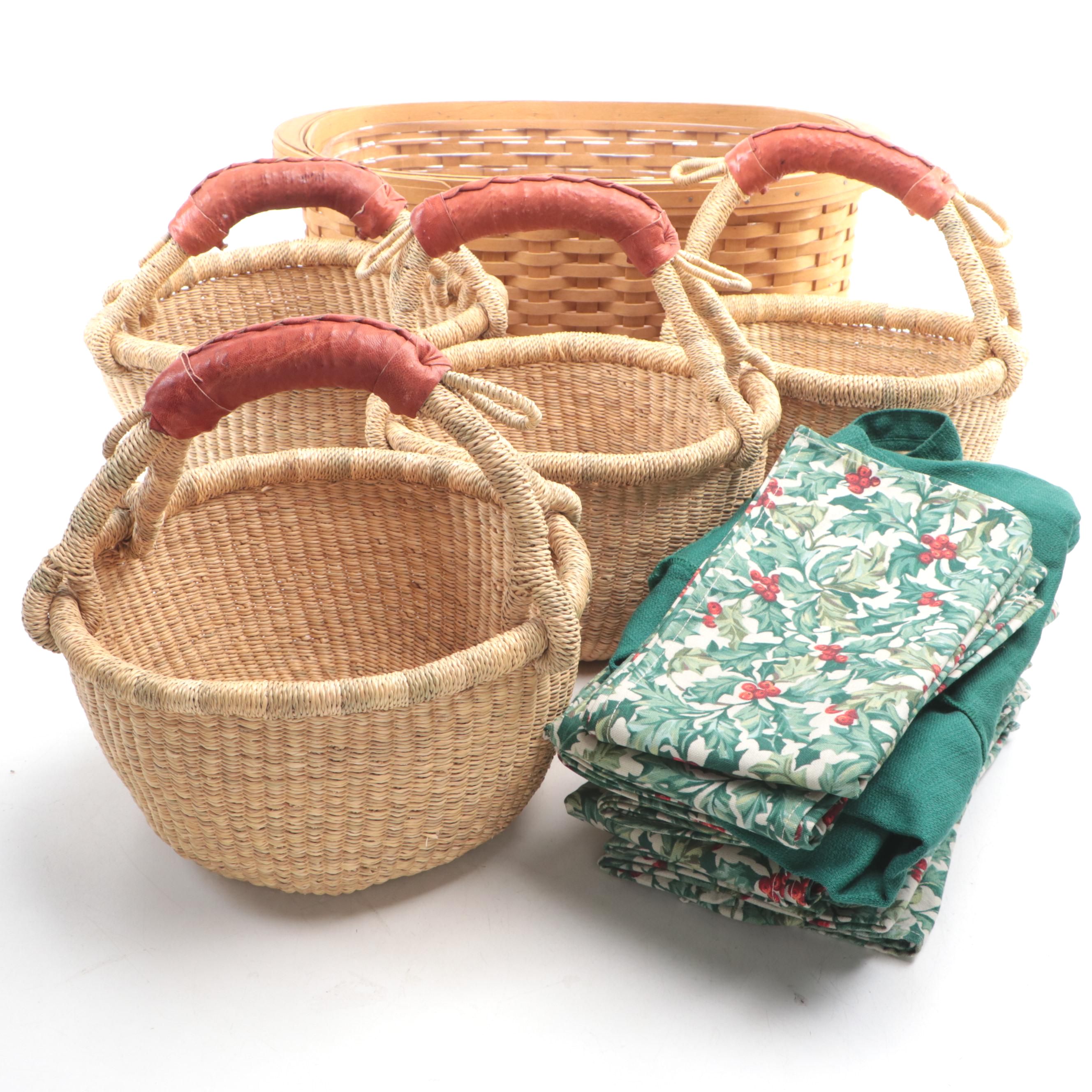 Longaberger and Other Baskets and Linens