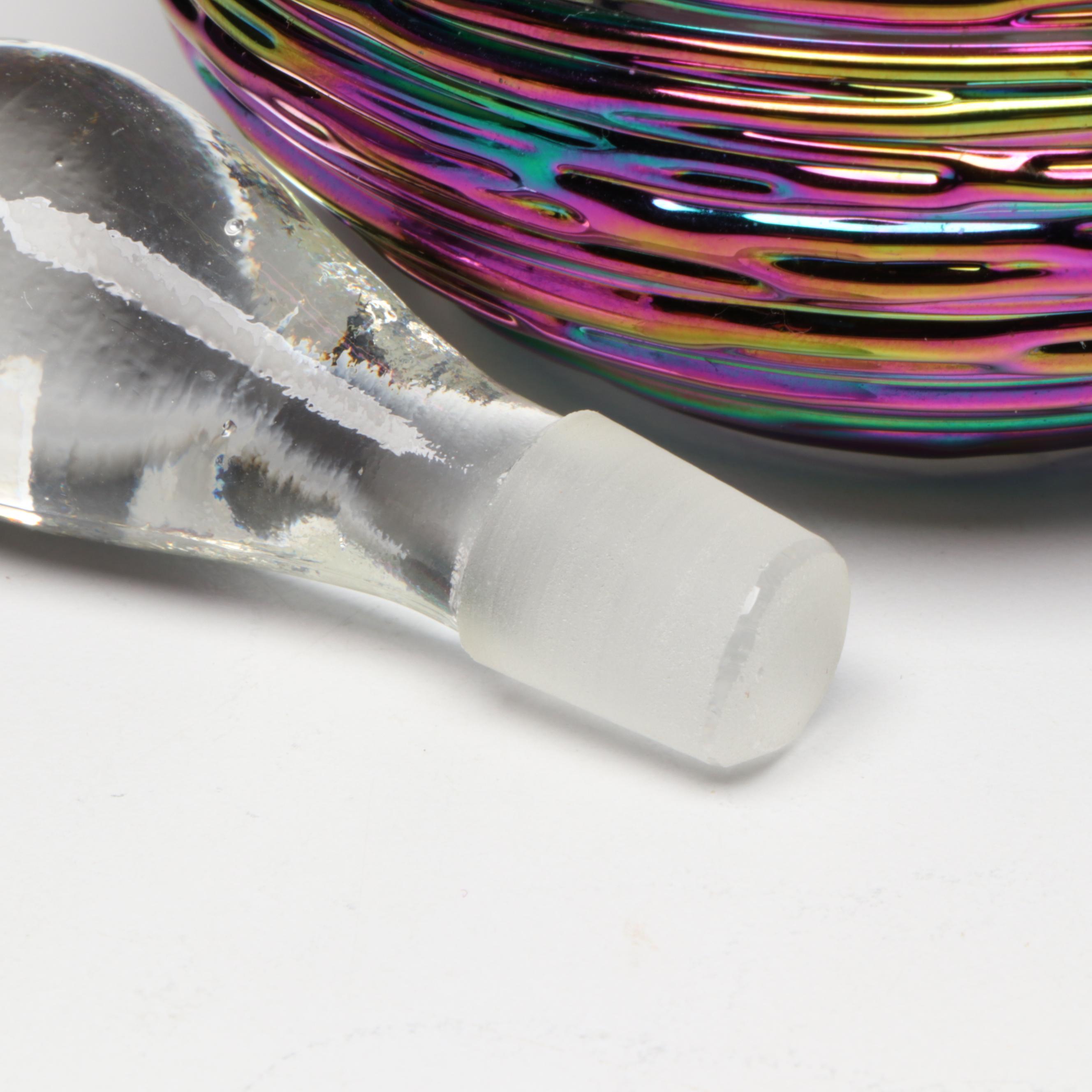 Art Nouveau Style Gilt Metal Jewelry Casket with Other Glass Perfume Bottles