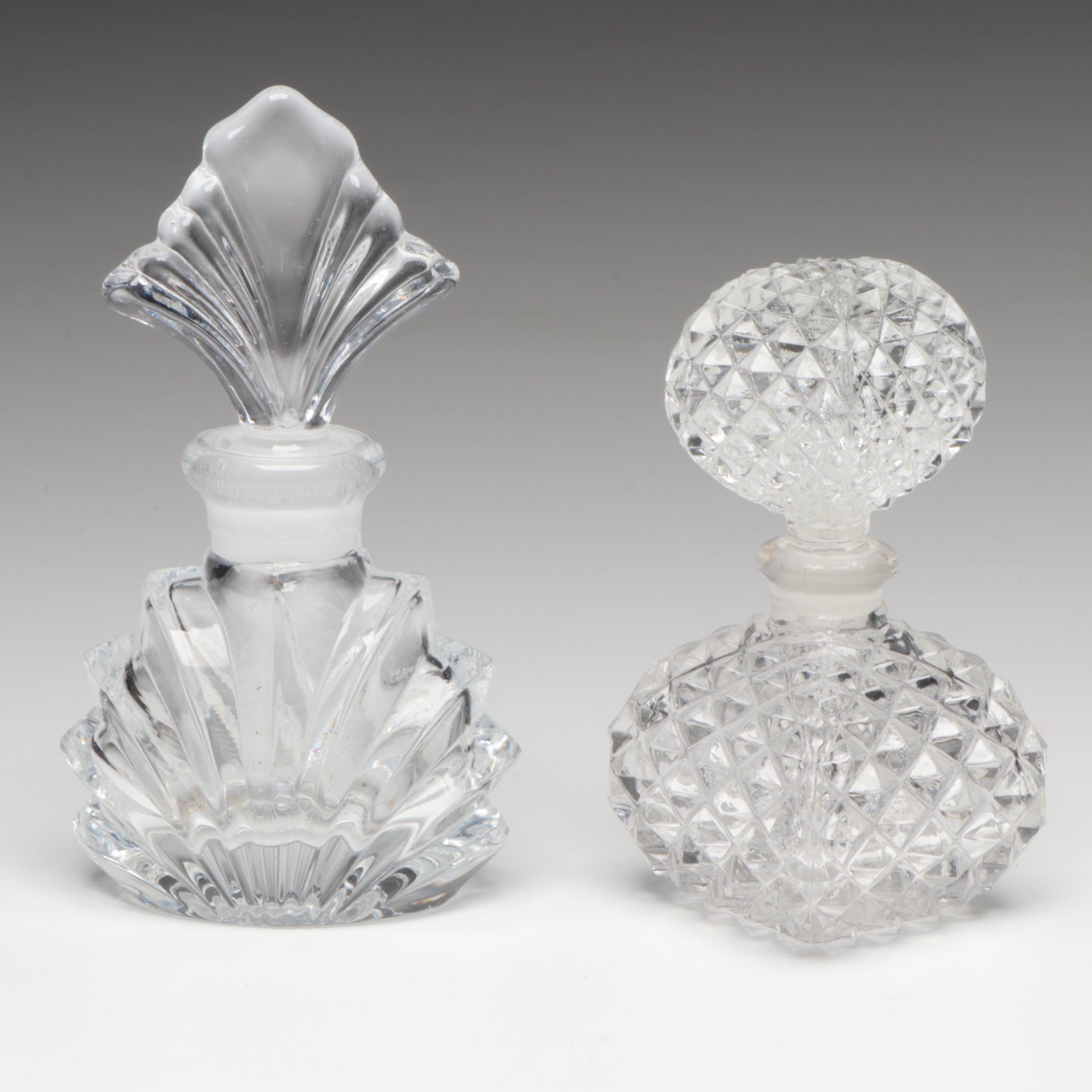 Art Nouveau Style Gilt Metal Jewelry Casket with Other Glass Perfume Bottles