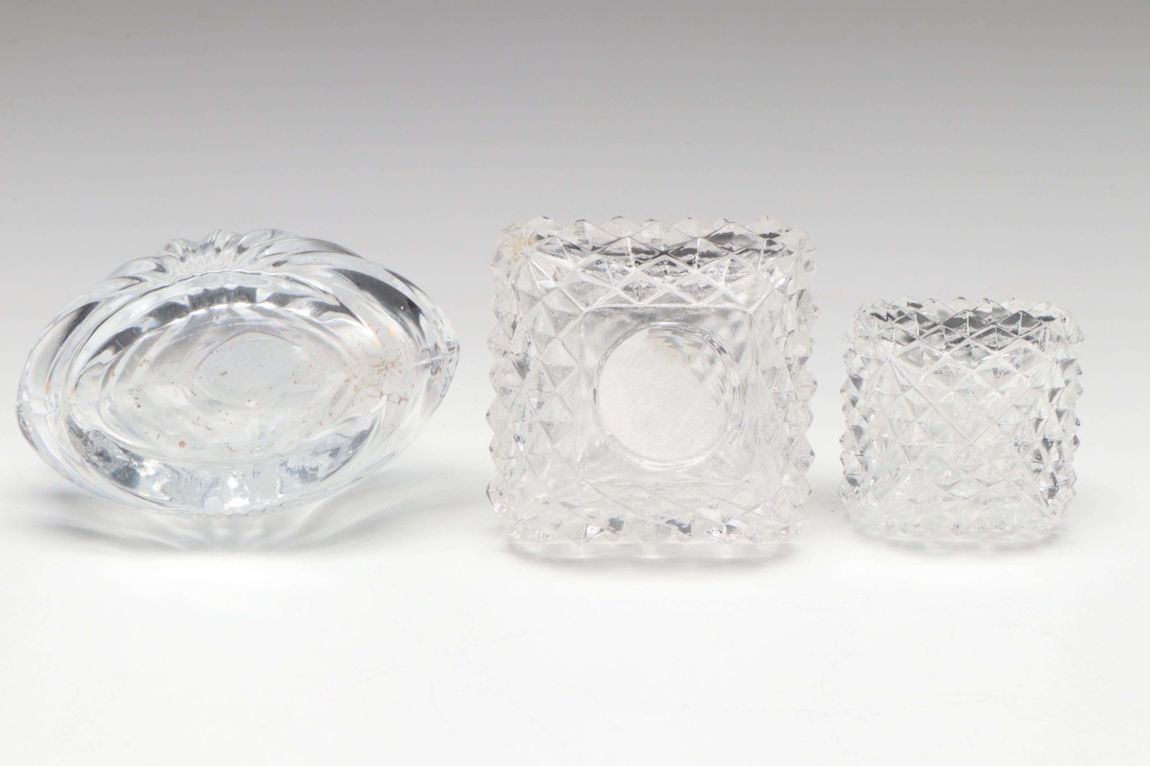 Art Nouveau Style Gilt Metal Jewelry Casket with Other Glass Perfume Bottles