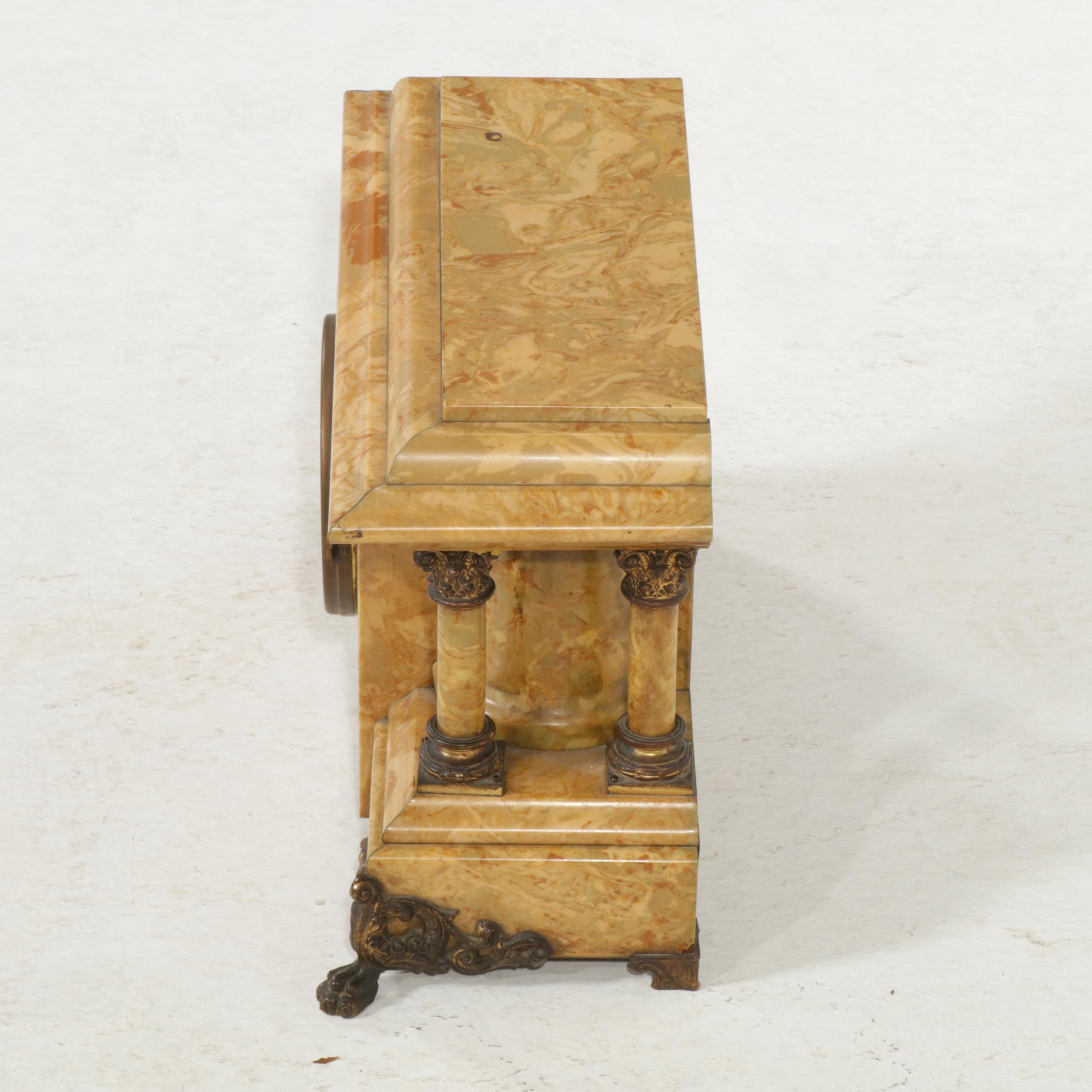 Seth Thomas Neoclassical Faux Marble Mantel Clock, Early 20th Century