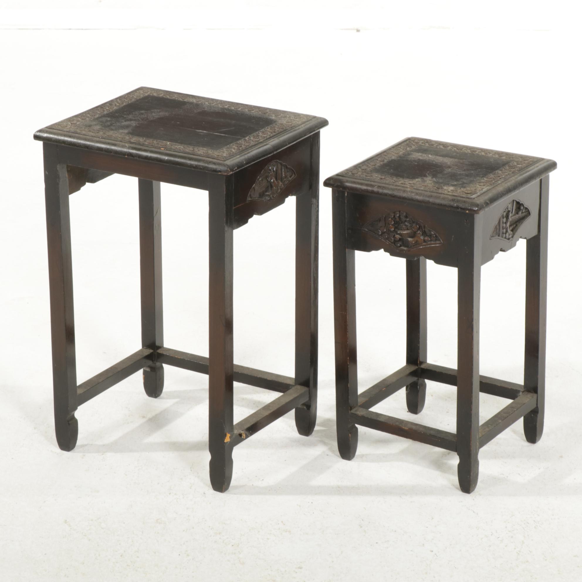 Chinese Carved Wood Nesting Tables