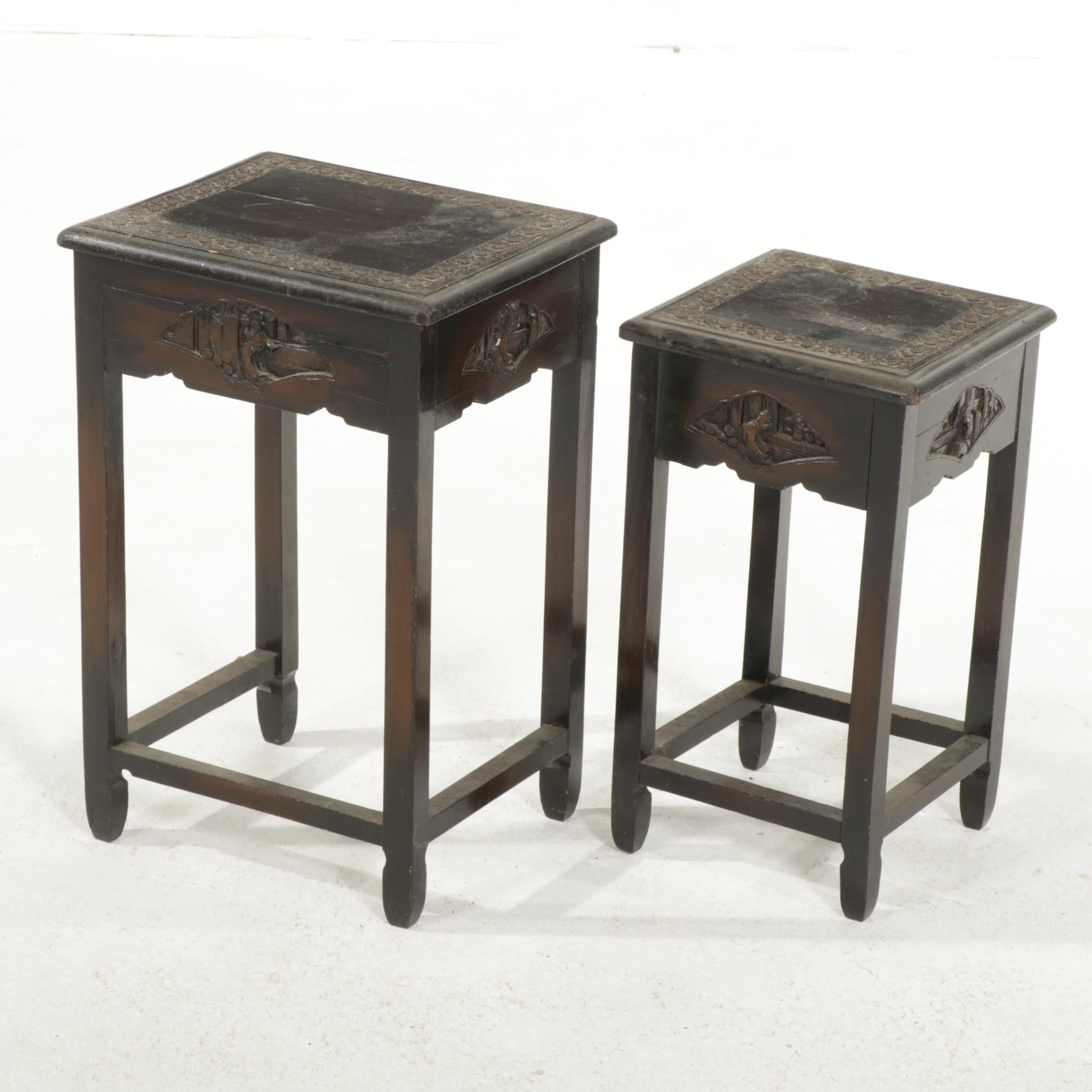 Chinese Carved Wood Nesting Tables