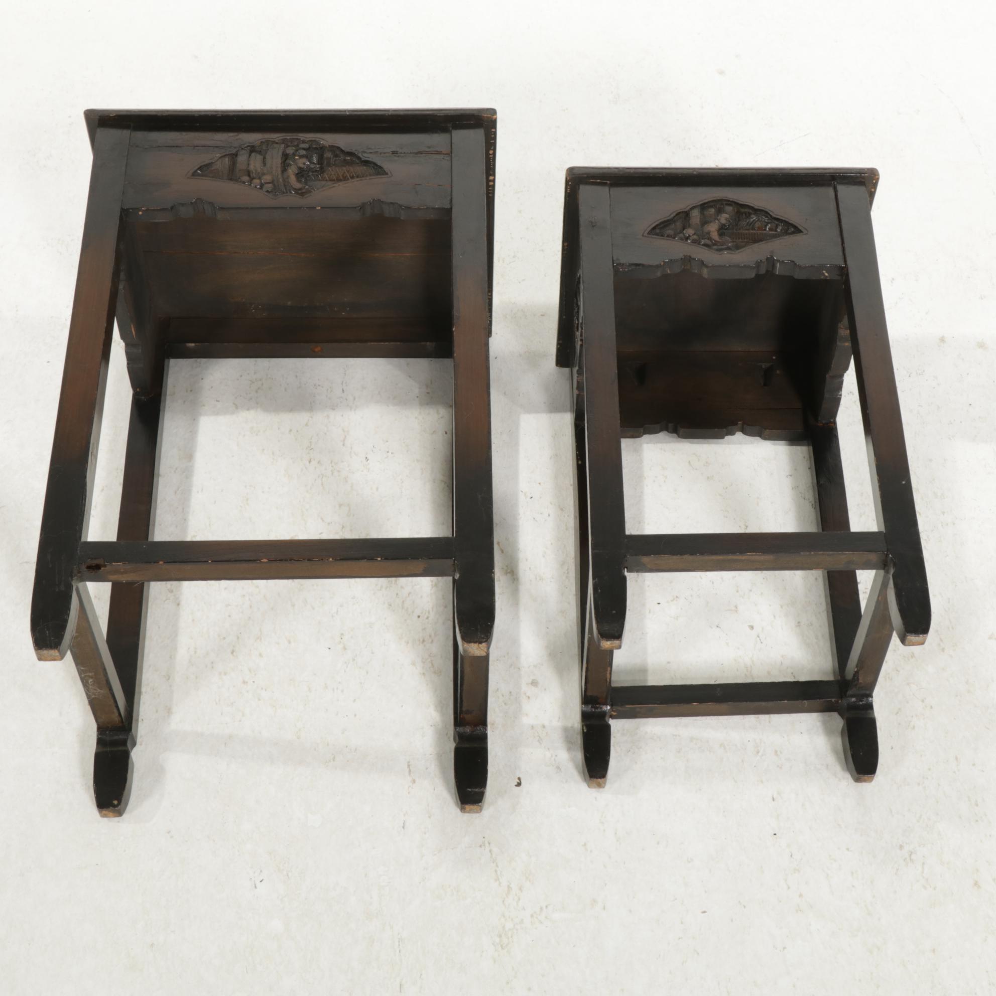Chinese Carved Wood Nesting Tables