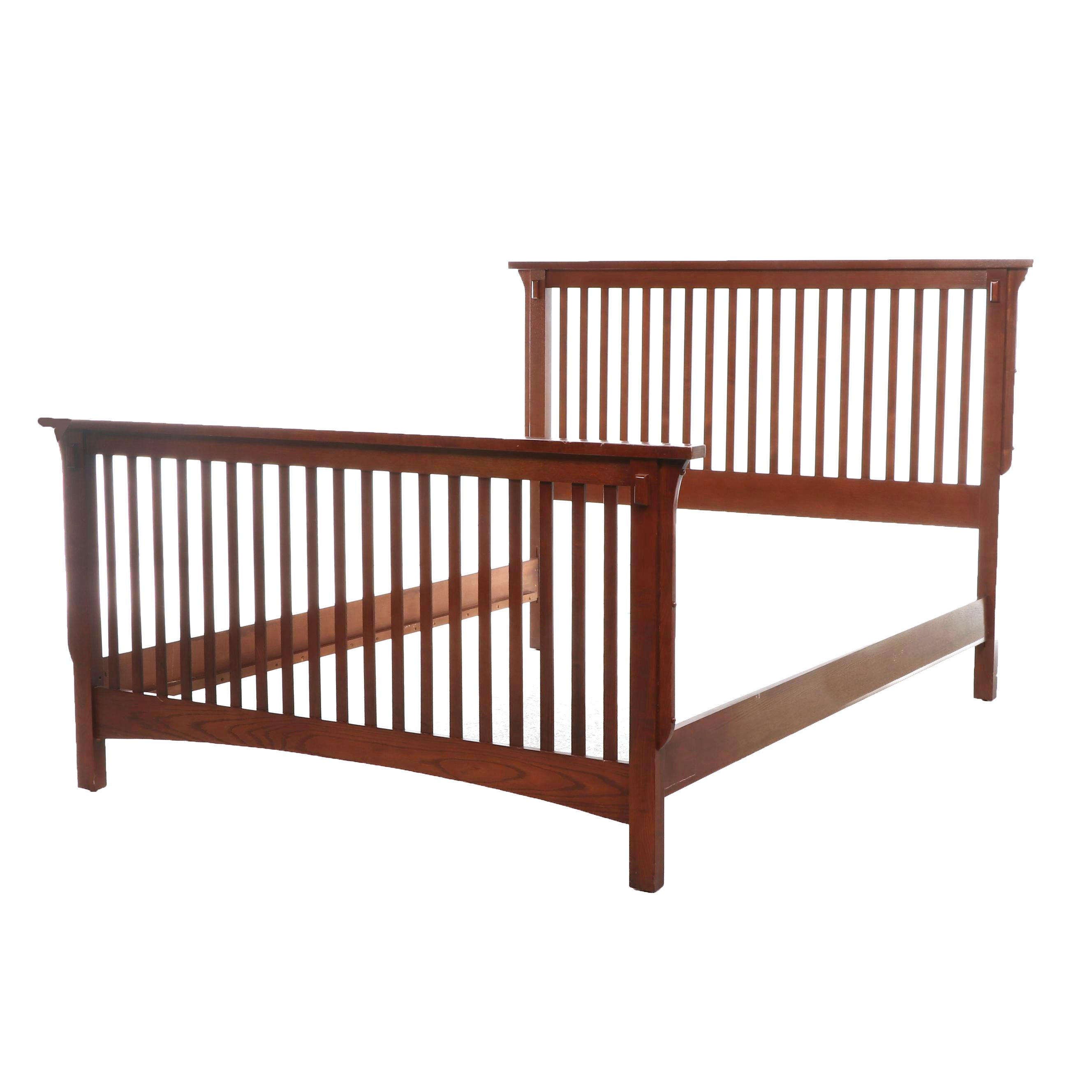 Delsa Muebles Mission Style Oak Veneer Queen Bed Frame
