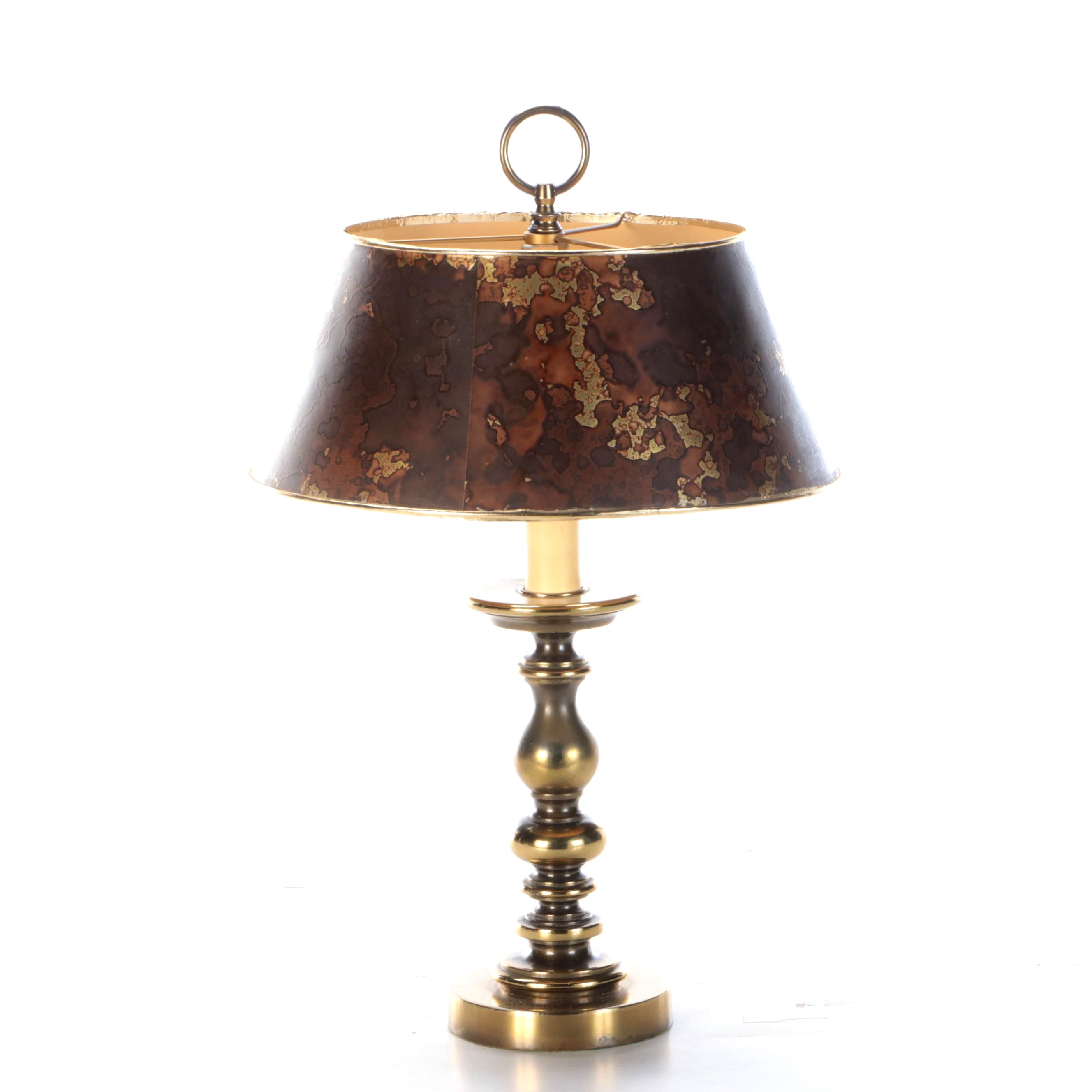 Spun Metal Candlestick Table Lamp With Paper Shade