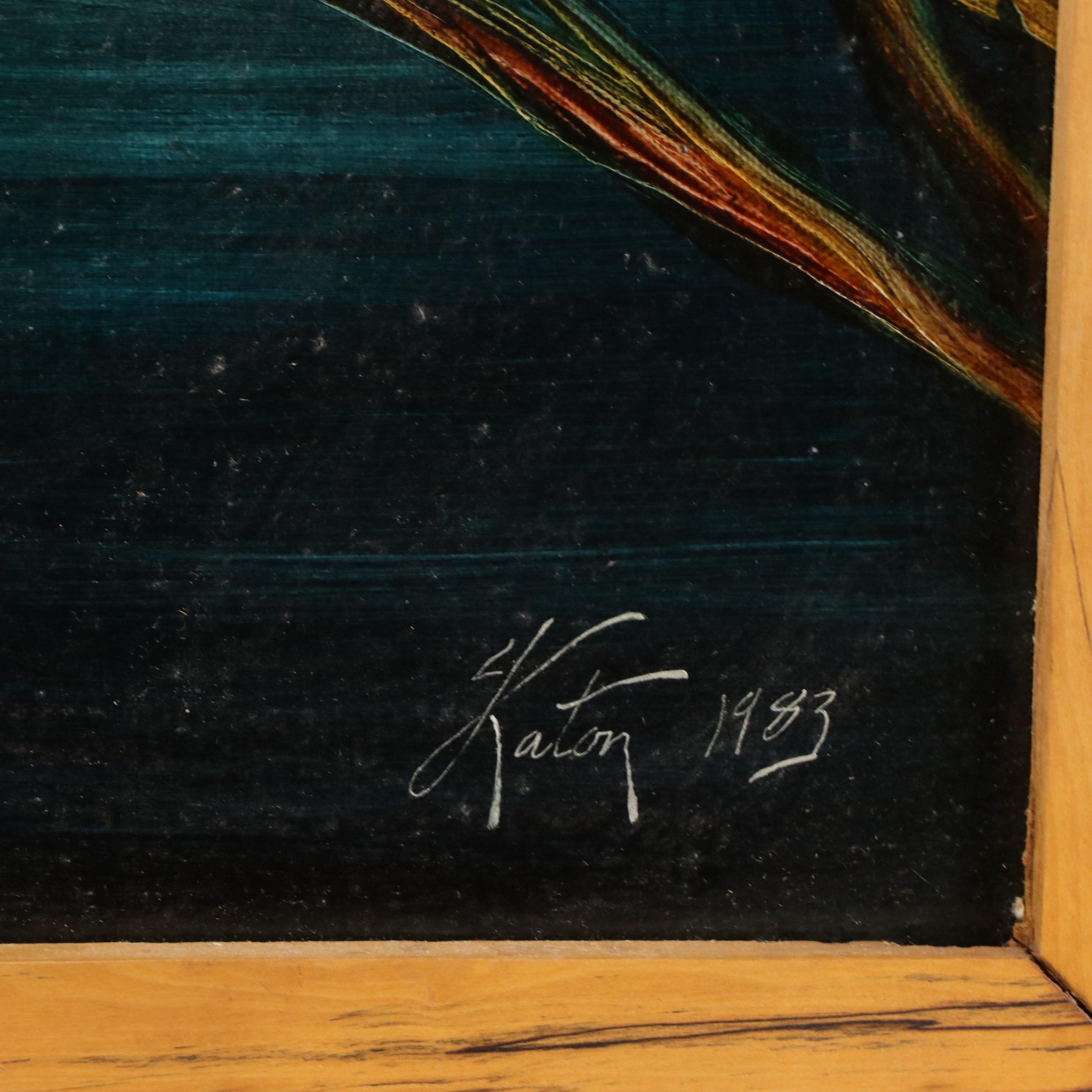 Marty Katon Oil Painting of Ducks, 1983