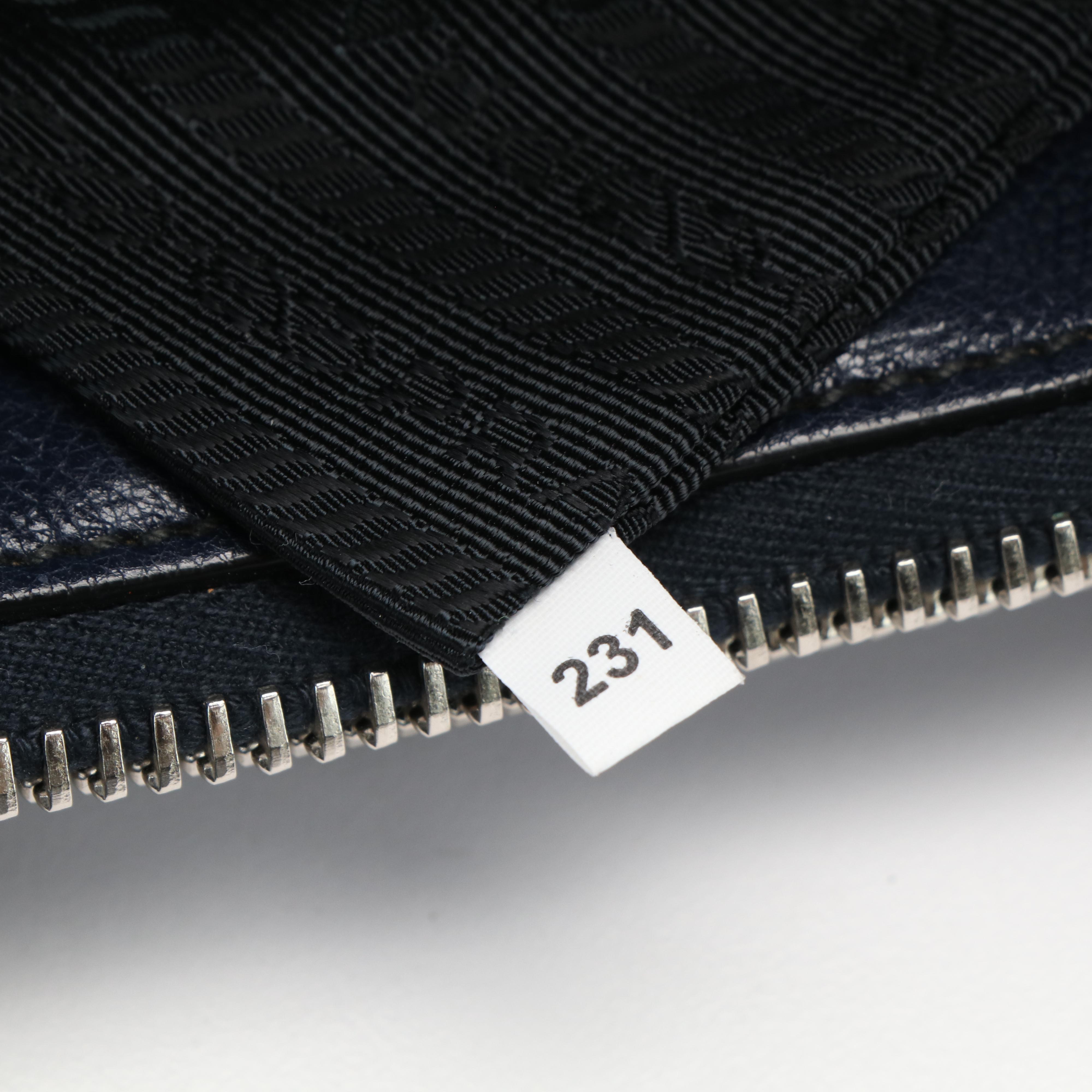 Prada Twin Pocket Tote in Navy Glace Calf Leather