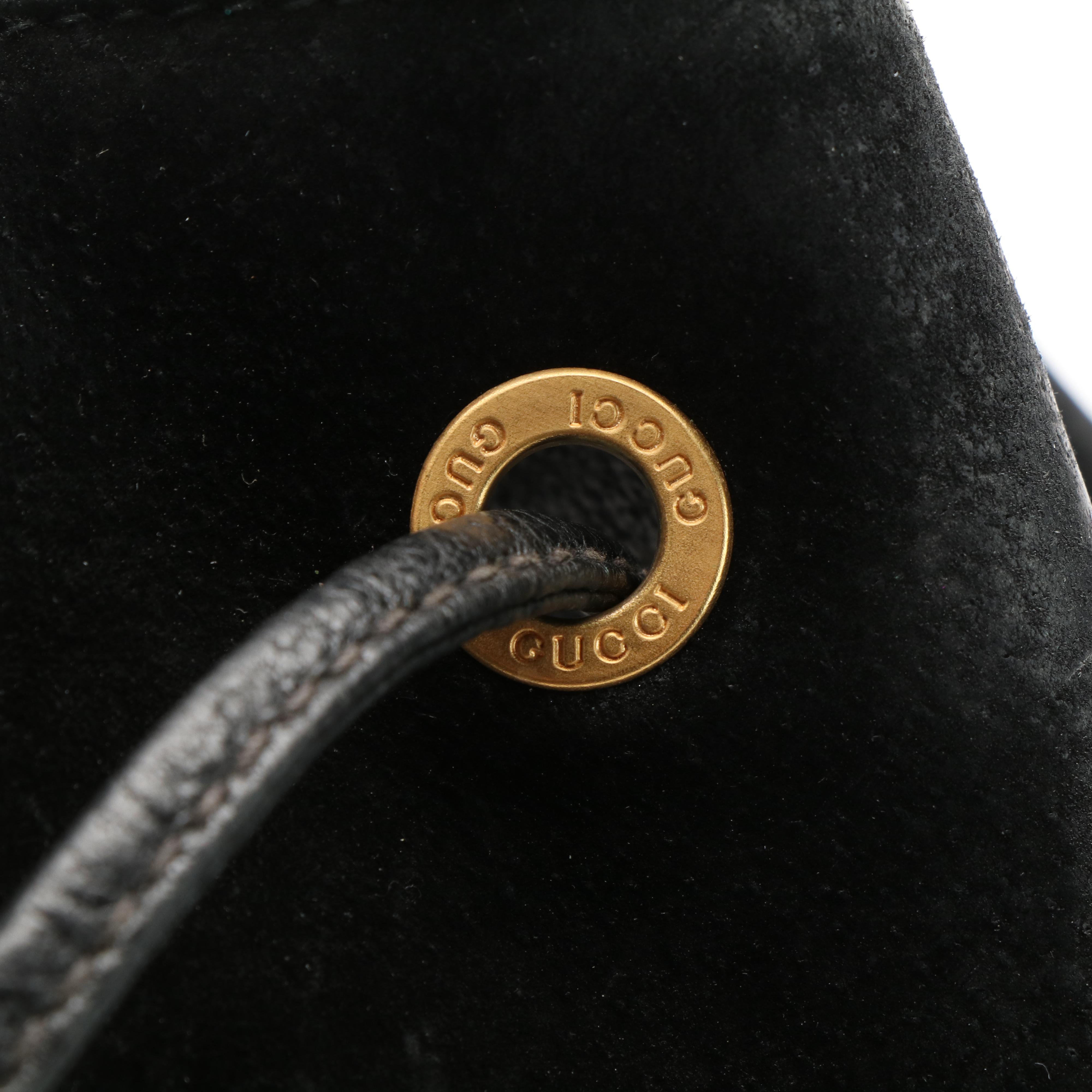 Gucci Bamboo Bar Backpack in Black Suede and Leather