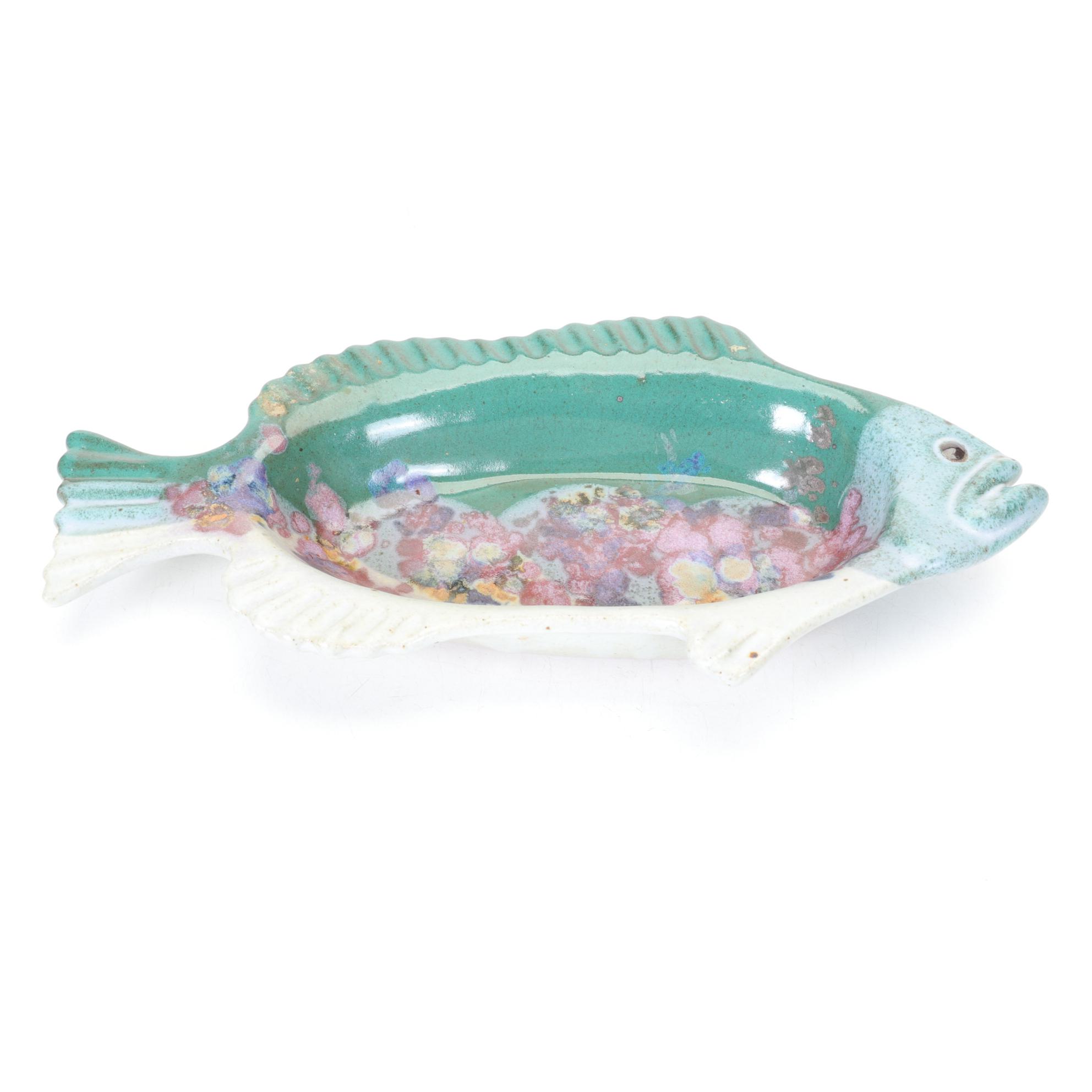 Two Pottery Fish-Shaped Bowls