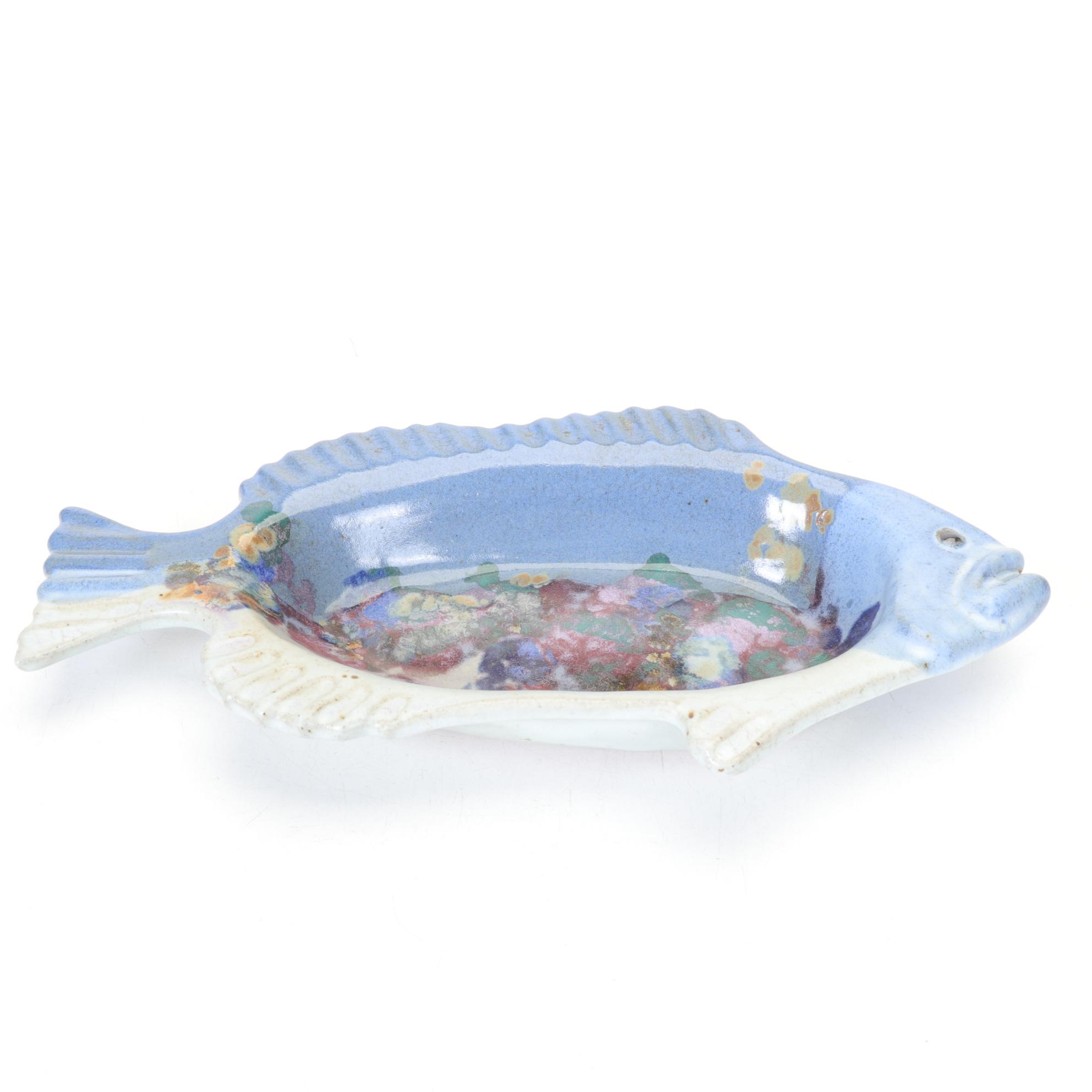 Two Pottery Fish-Shaped Bowls