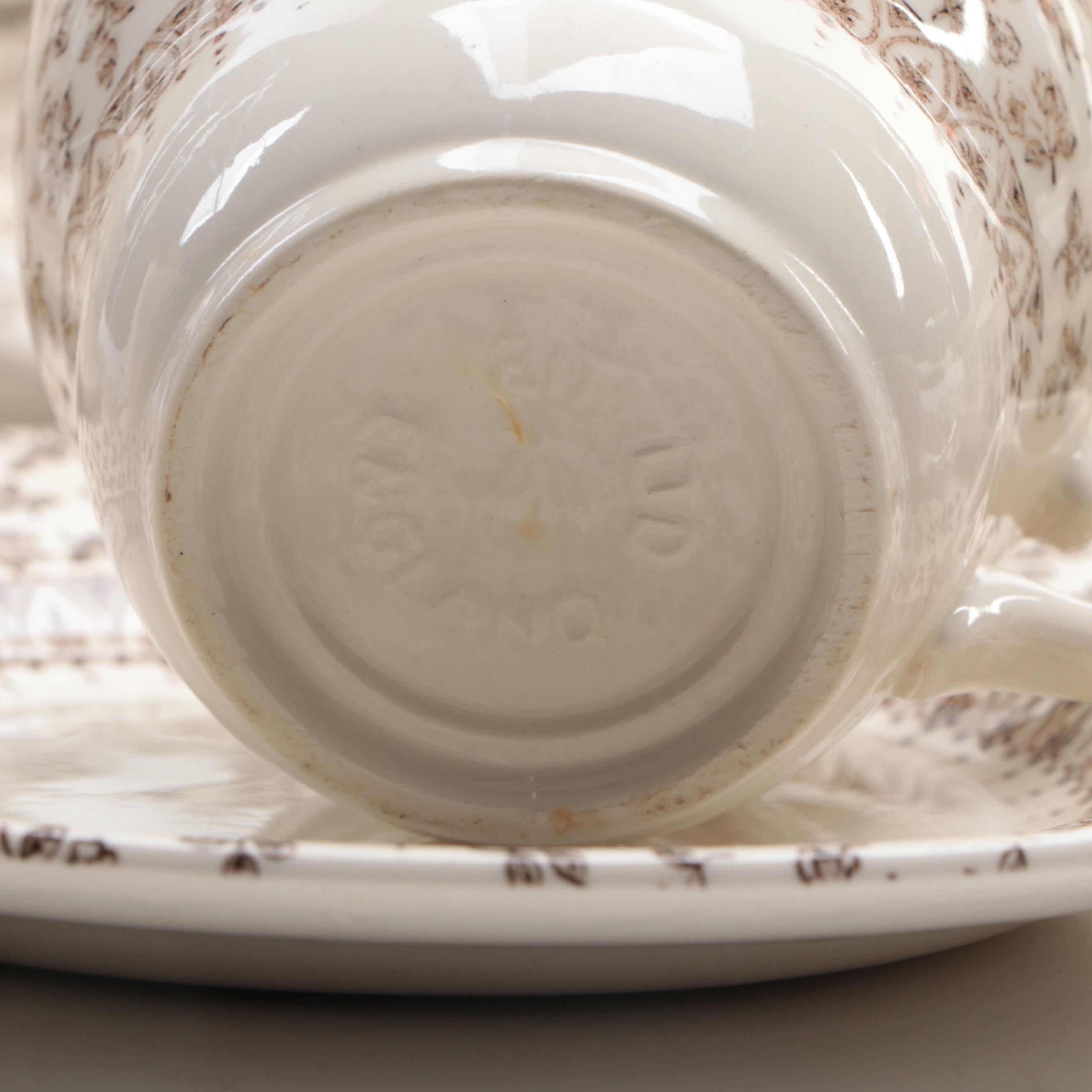 English Staffordshire Ditsy Floral Motif Ironstone Dinnerware