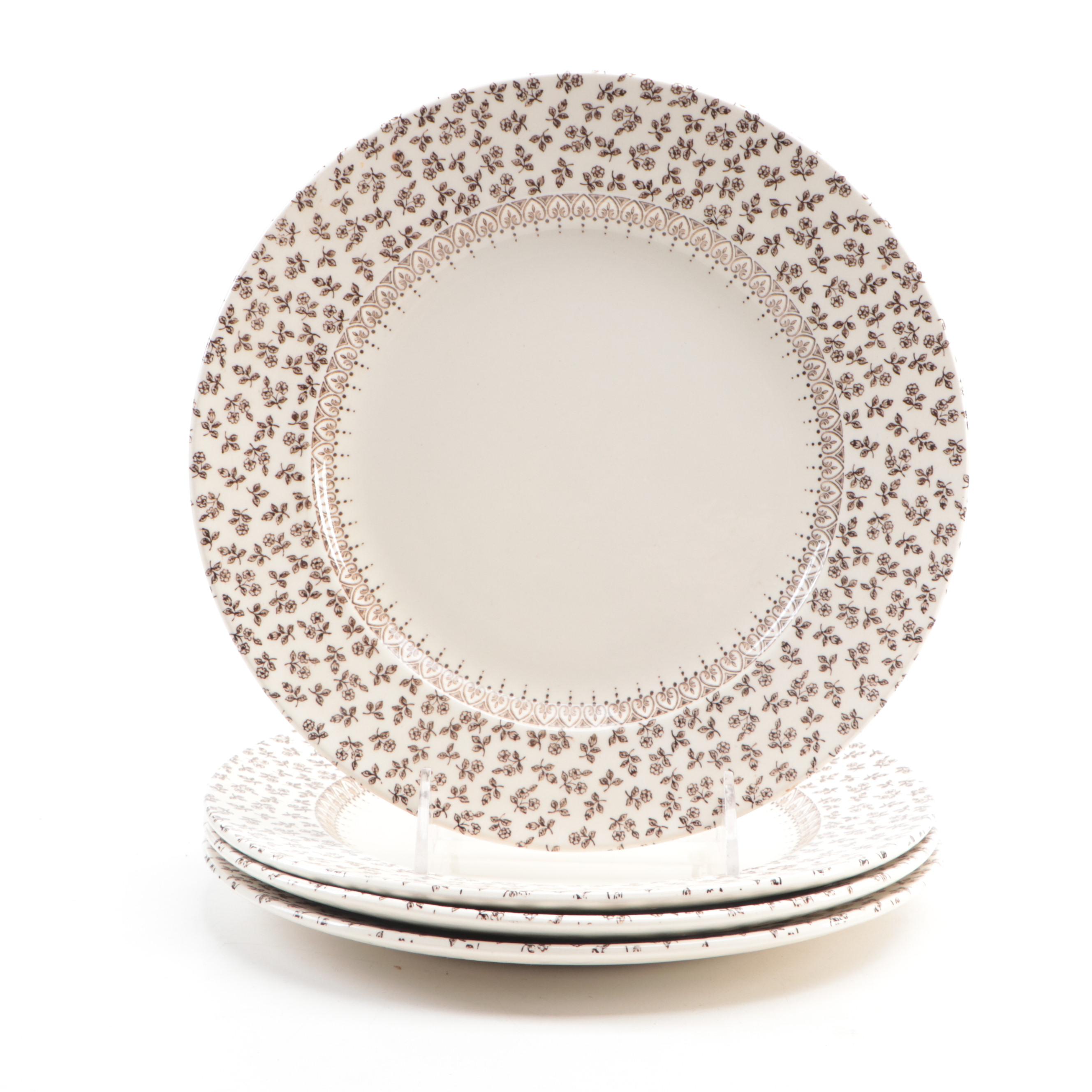 English Staffordshire Ditsy Floral Motif Ironstone Dinnerware