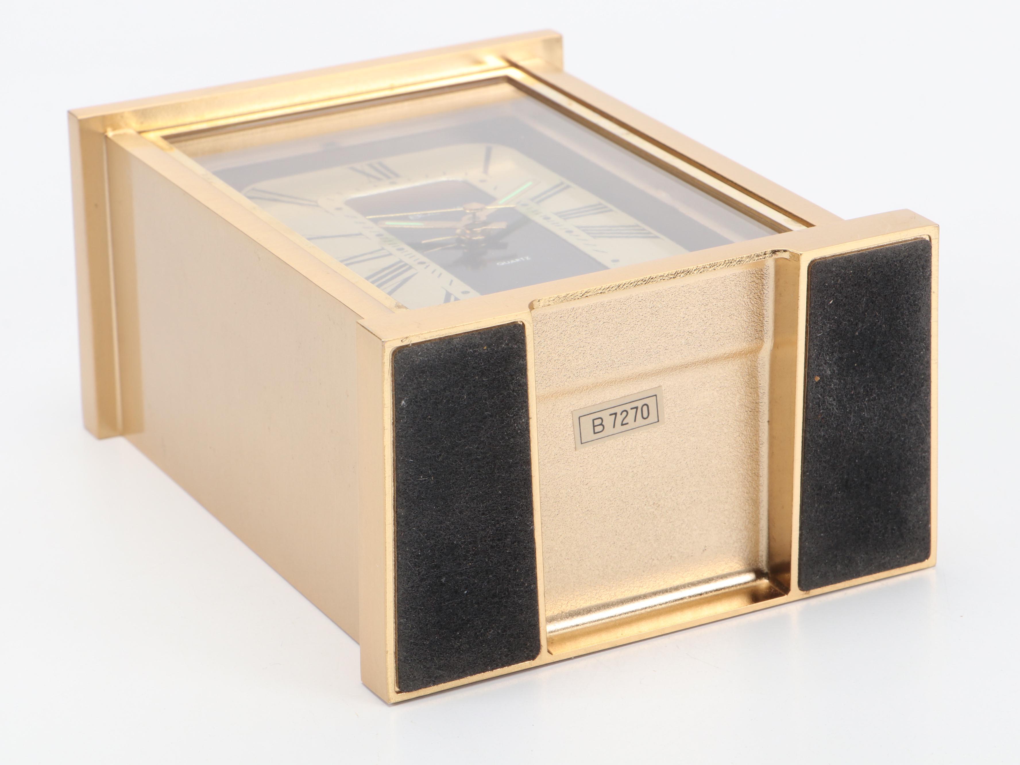 Bulova Brass Metal Quartz Carriage Clock with Magnifying Glass