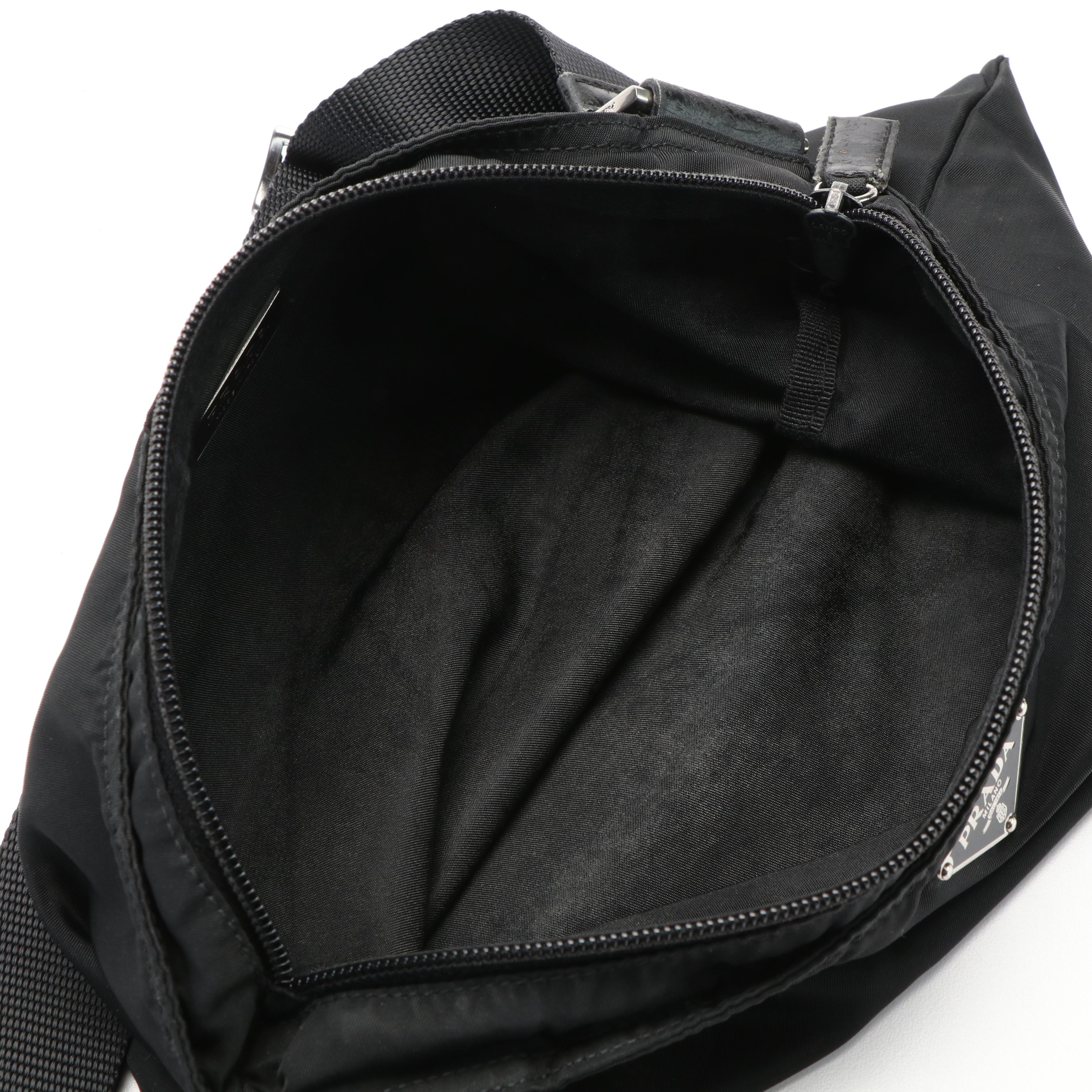 Prada Enameled Triangle  Flat Messenger Bag in Tessuto Nylon