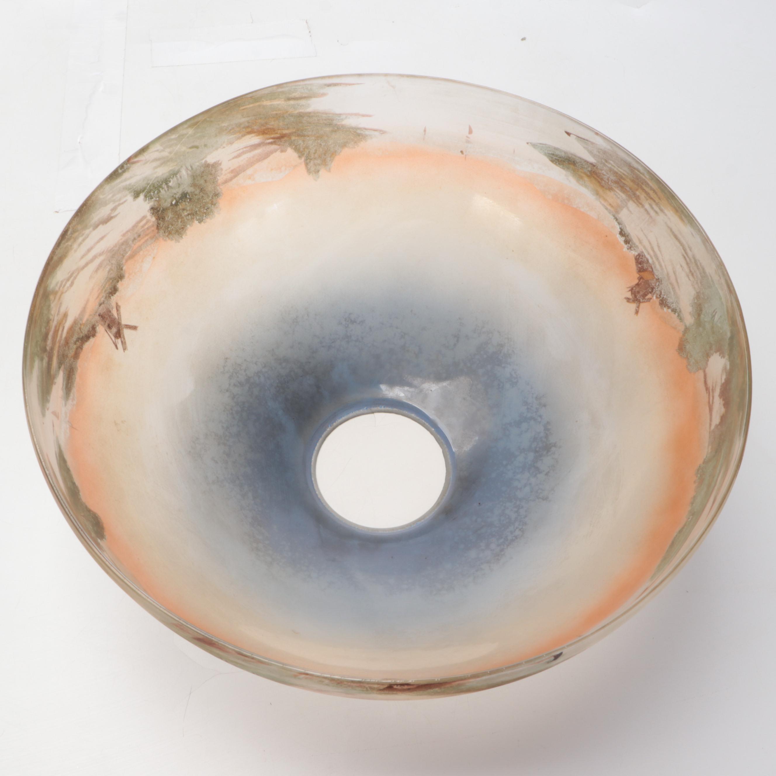 Gilt Spelter Table Lamp with Reverse Painted Shade, Style of Pittsburgh School