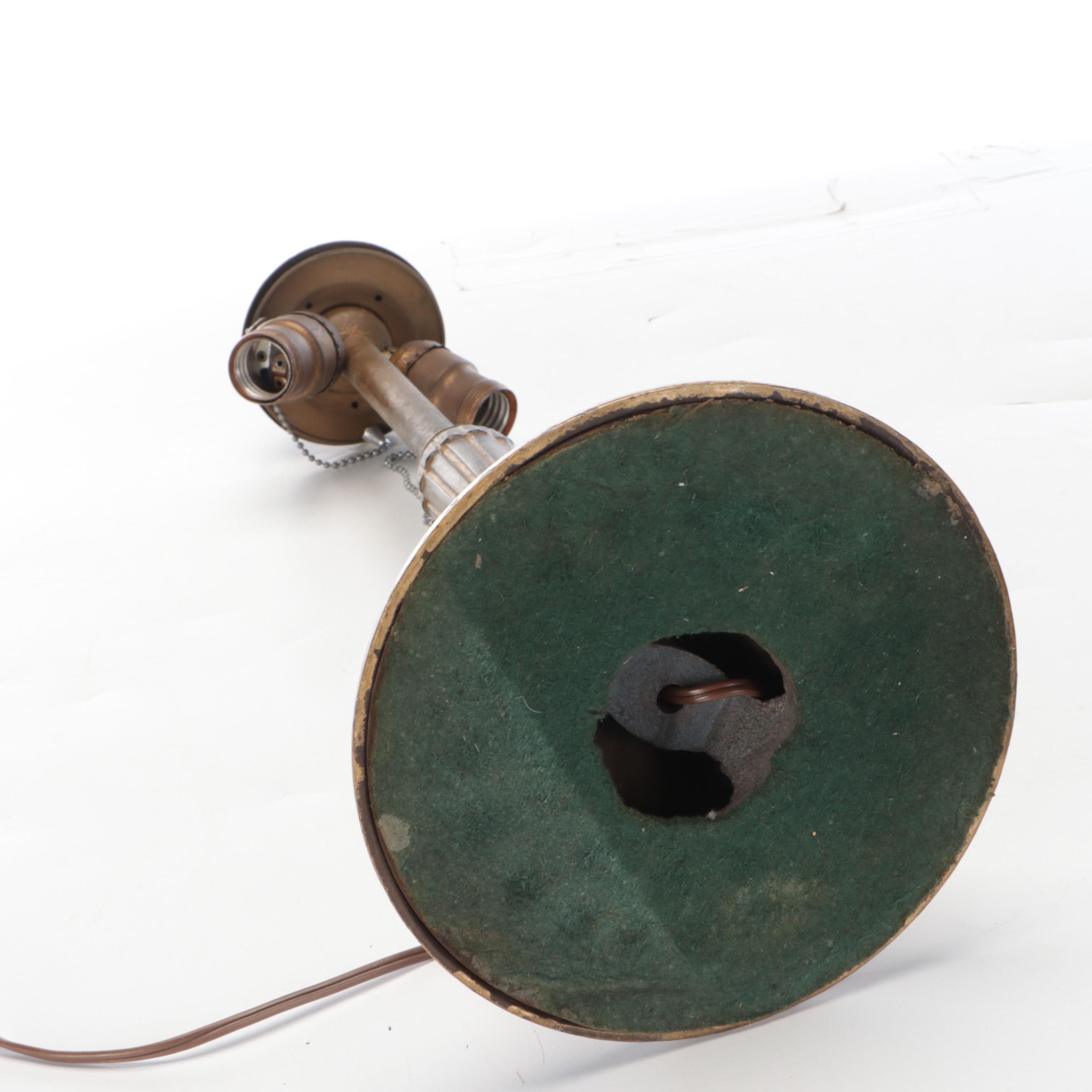 Gilt Spelter Table Lamp with Reverse Painted Shade, Style of Pittsburgh School