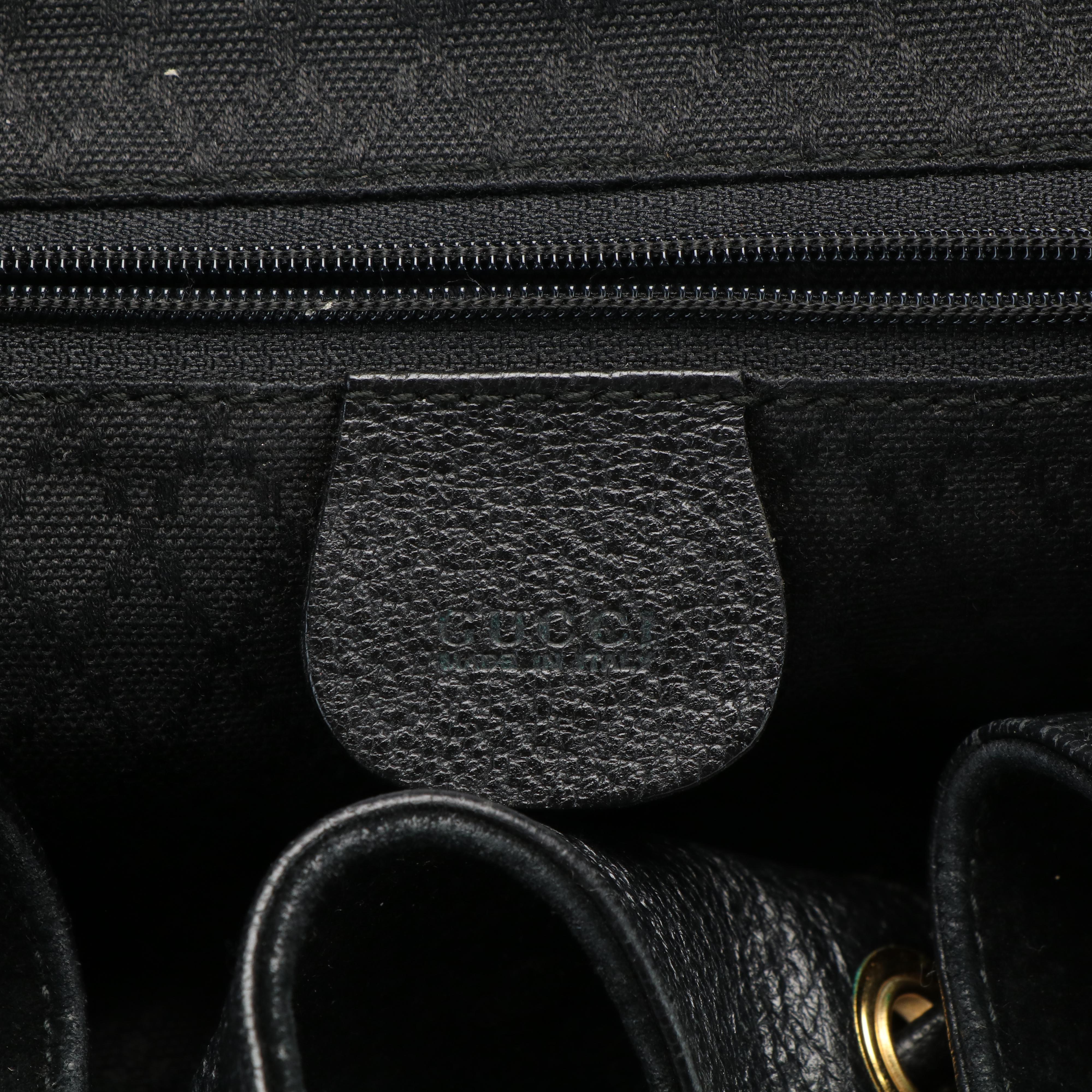 Gucci Bamboo Bar Backpack in Black Suede and Leather