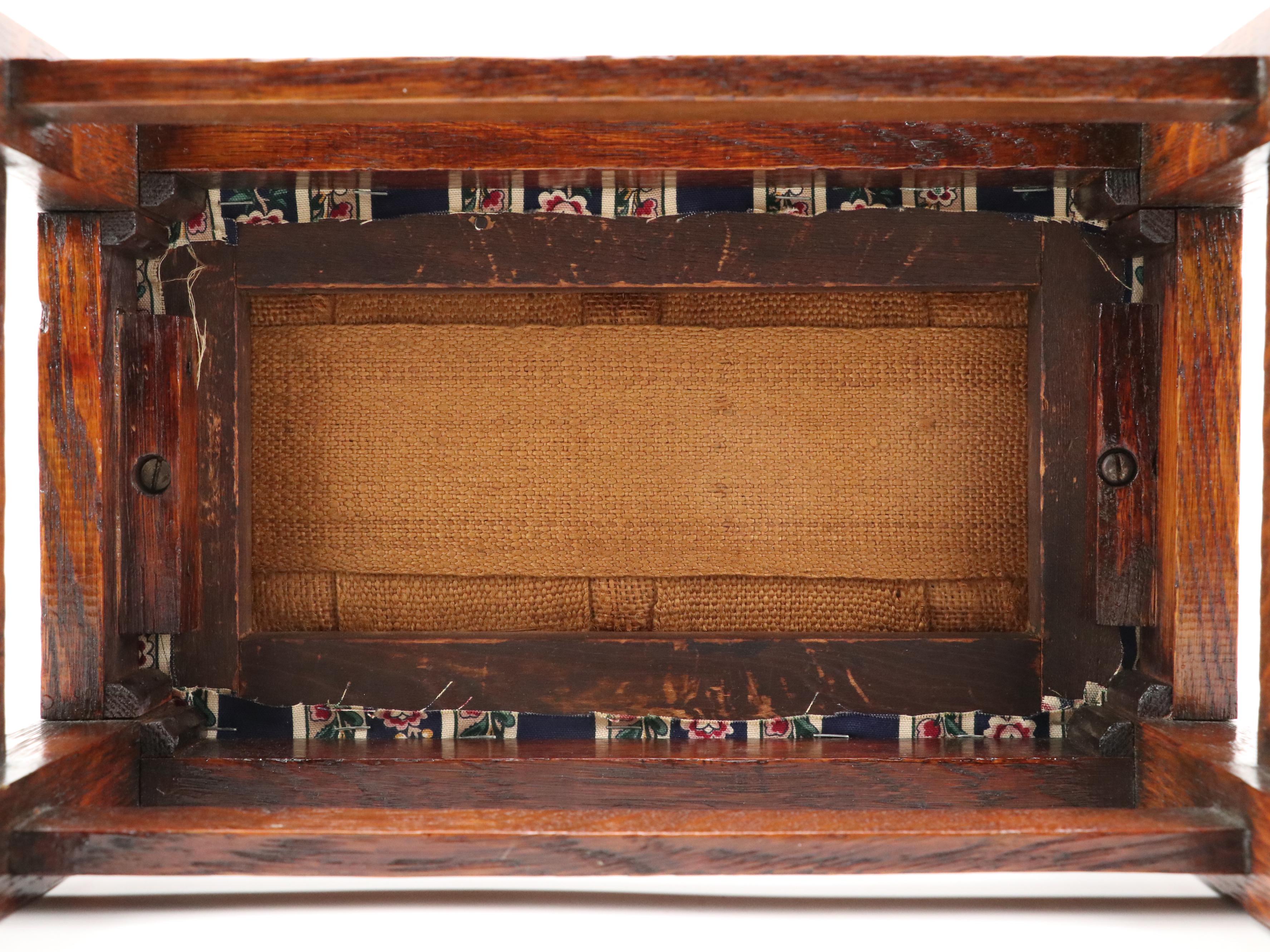 Needlepoint and Canvas Upholstered Footstools with Needlepoint Picture