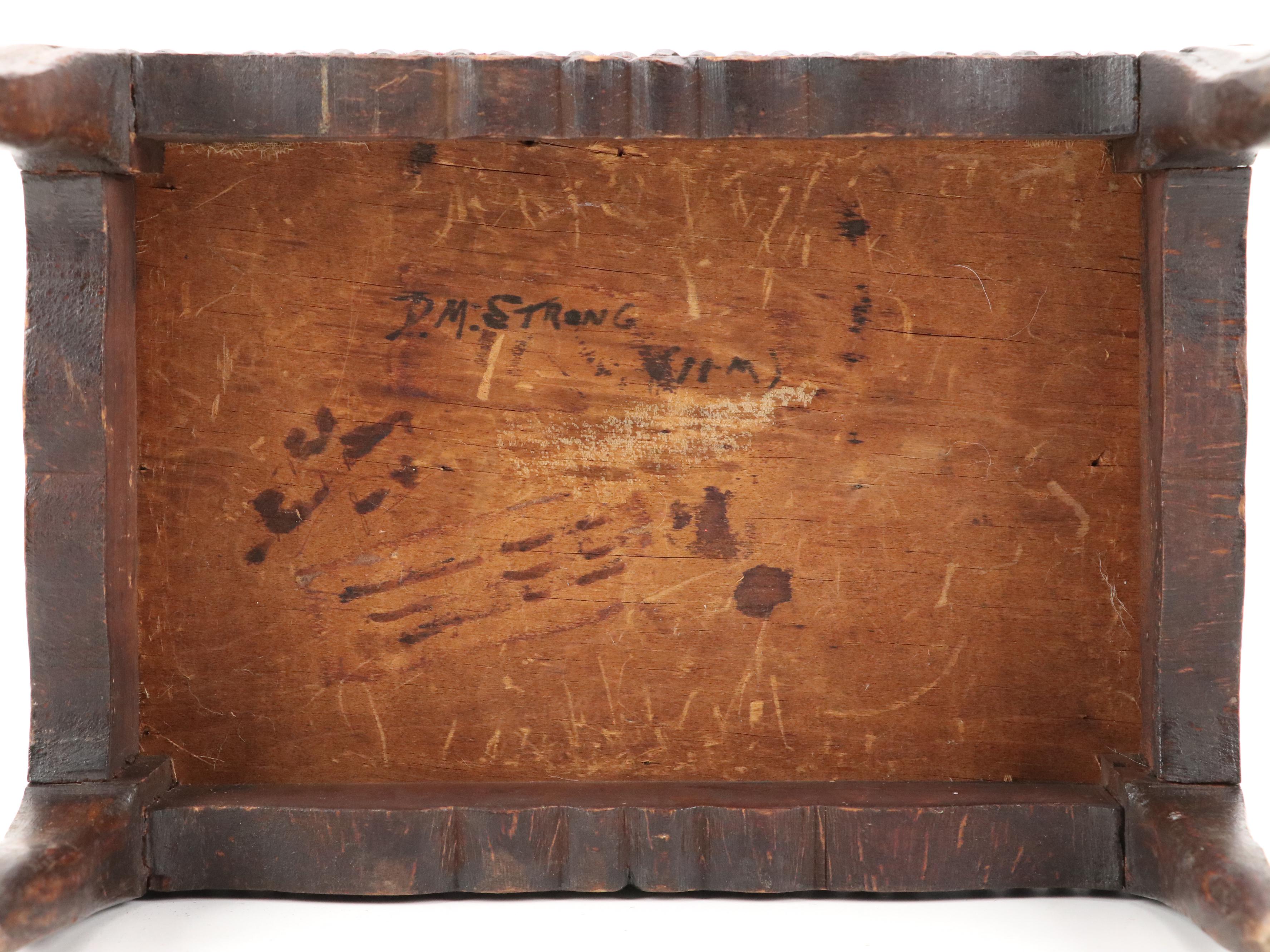 Needlepoint and Canvas Upholstered Footstools with Needlepoint Picture