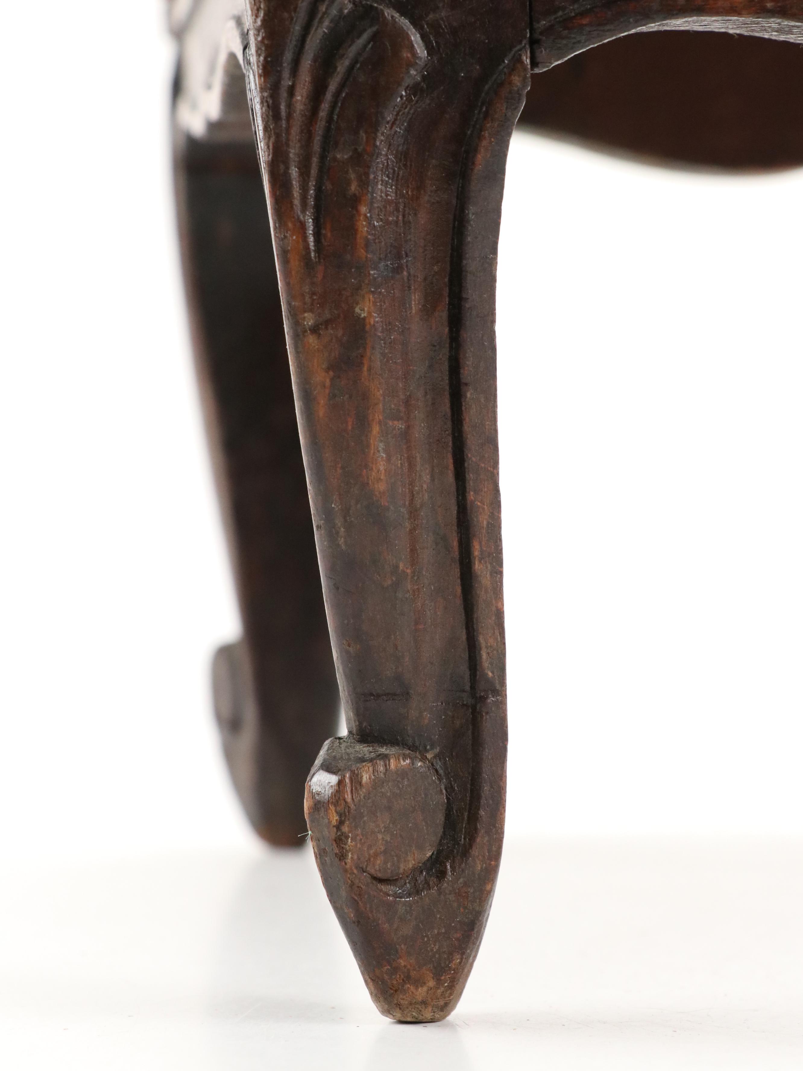 Needlepoint and Canvas Upholstered Footstools with Needlepoint Picture