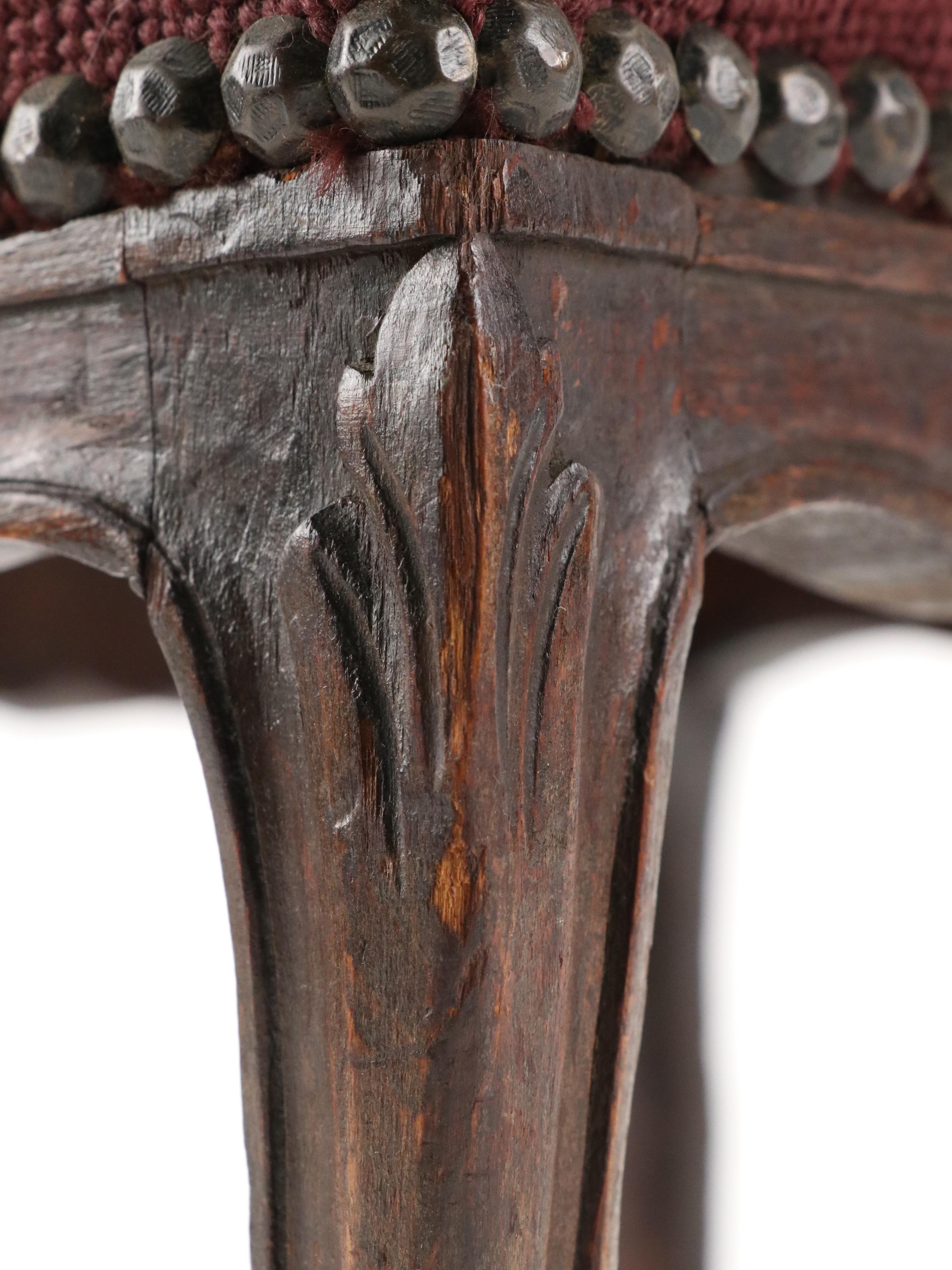 Needlepoint and Canvas Upholstered Footstools with Needlepoint Picture