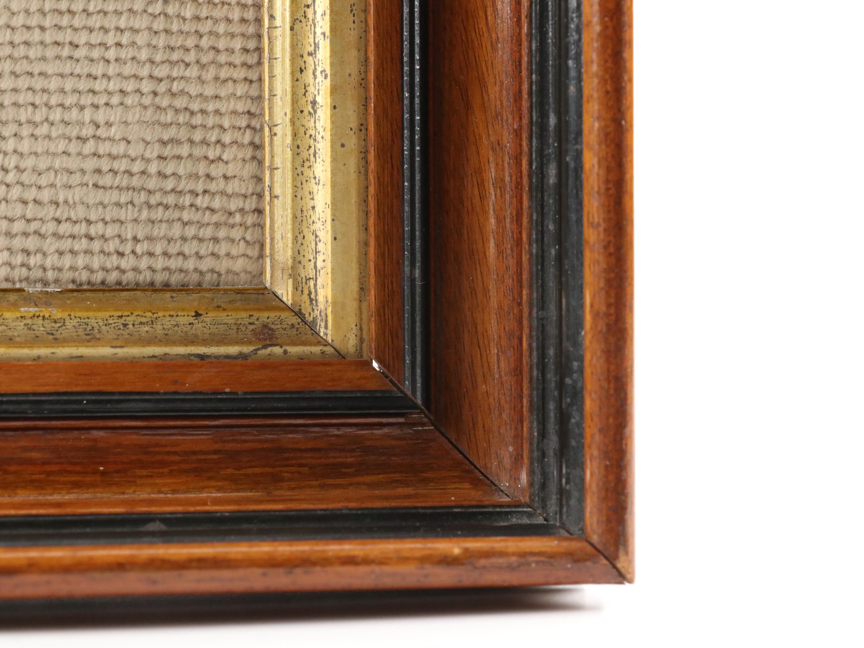 Needlepoint and Canvas Upholstered Footstools with Needlepoint Picture