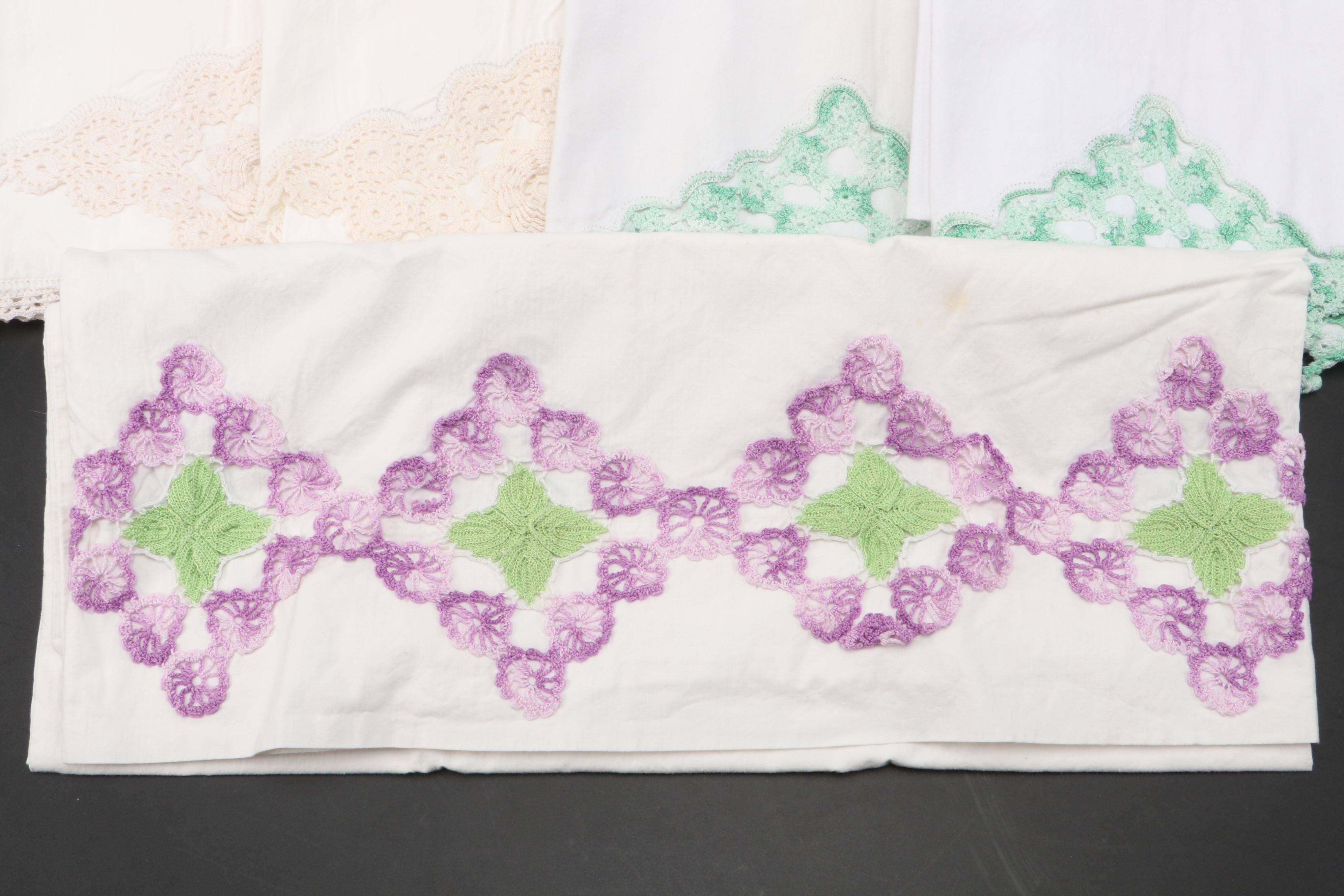 Crochet and Embroidered Embellished Pillow Cases