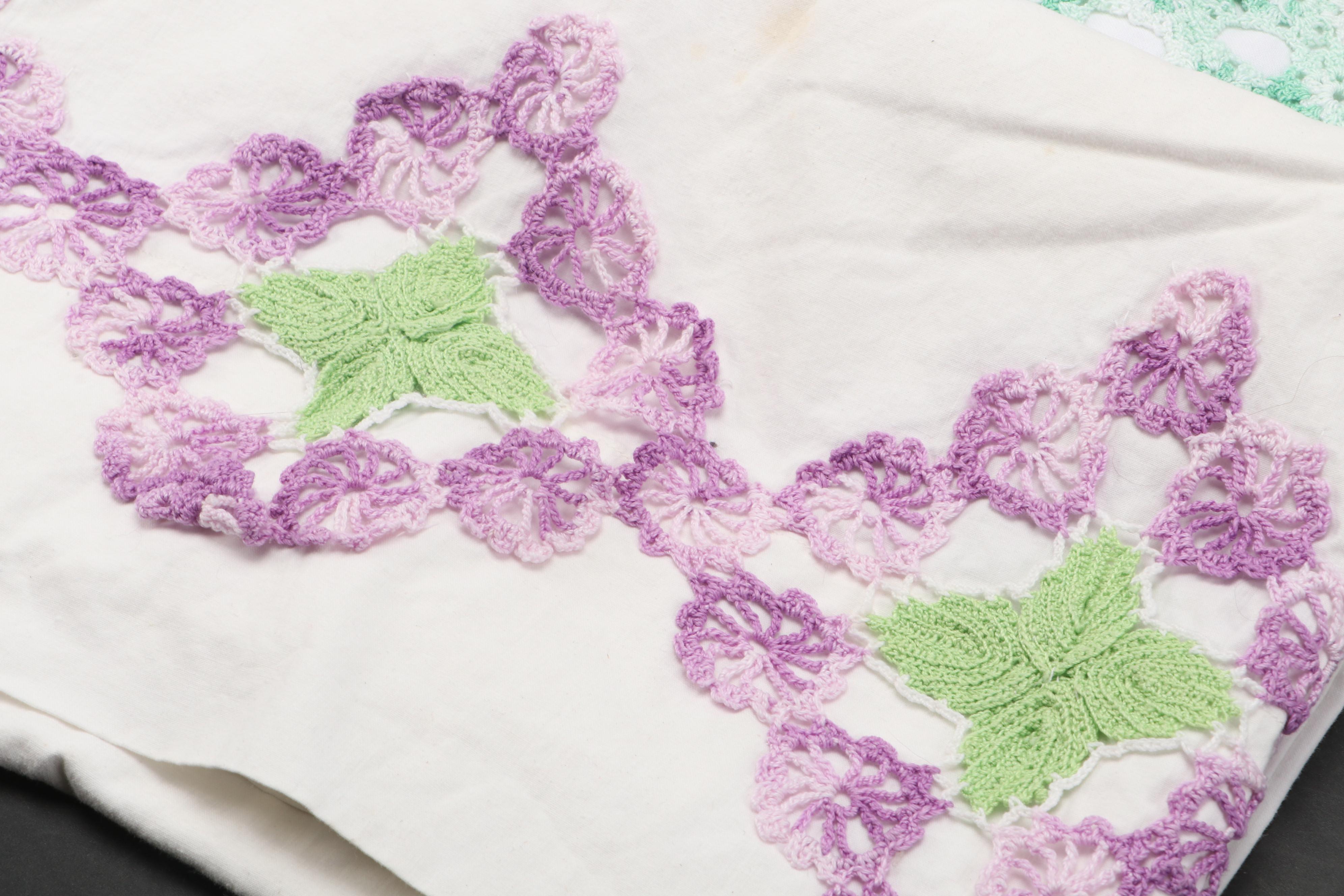 Crochet and Embroidered Embellished Pillow Cases