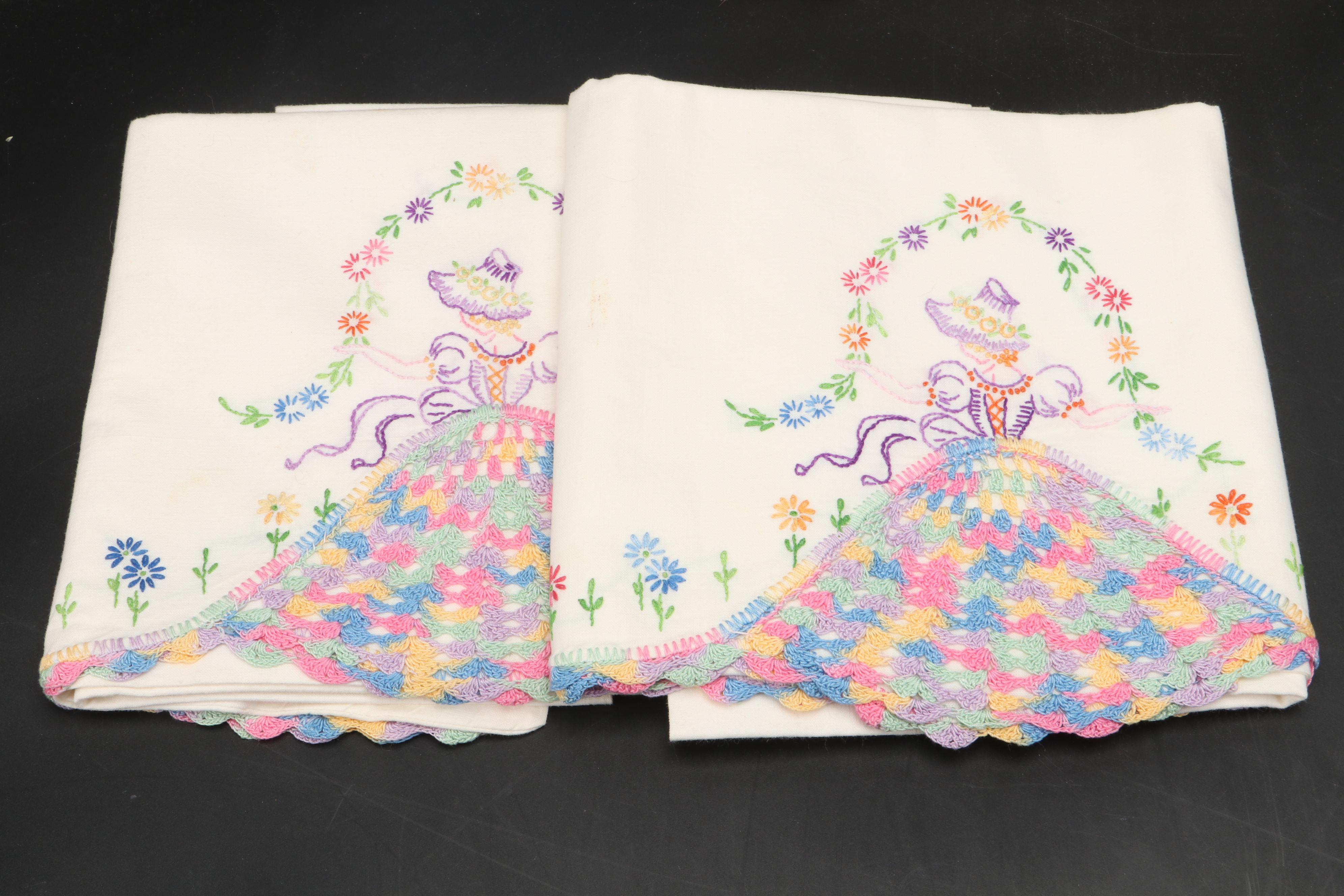 Crochet and Embroidered Embellished Pillow Cases